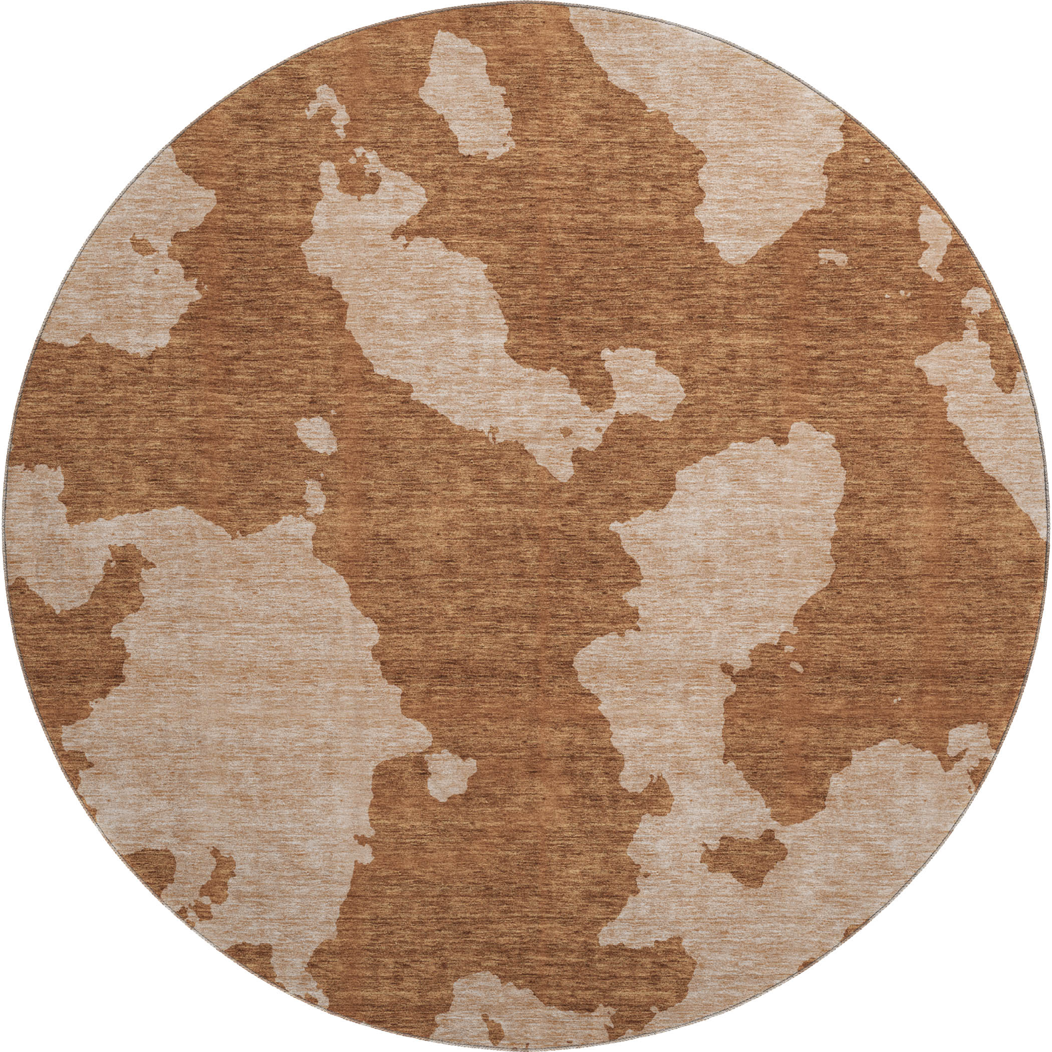 Lima Machine Washable Transitional Terracotta Orange Rug 8' x 8' #shape_Round