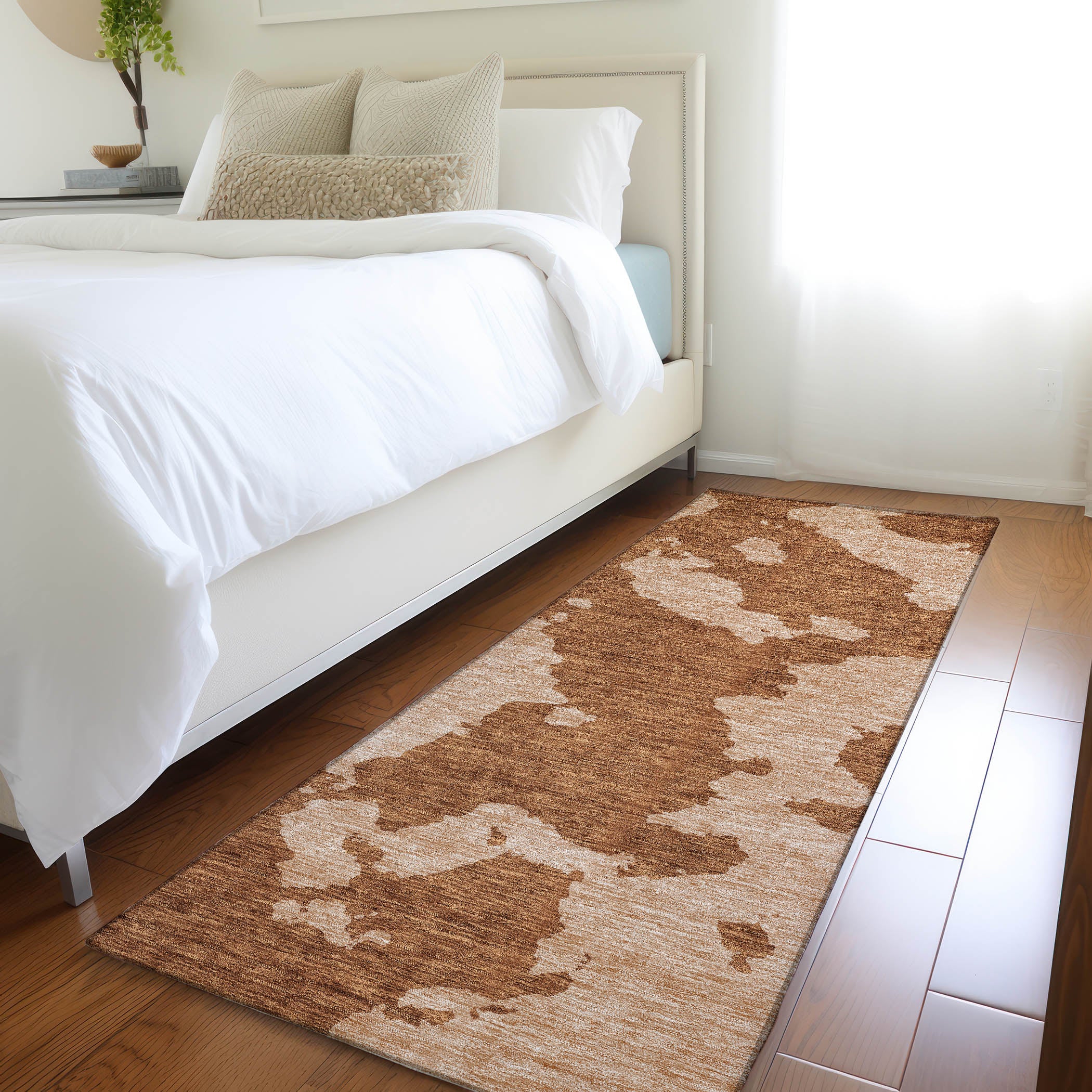 Lima Machine Washable Transitional Terracotta Orange Rug 2'3" x 7'6" #shape_Runner