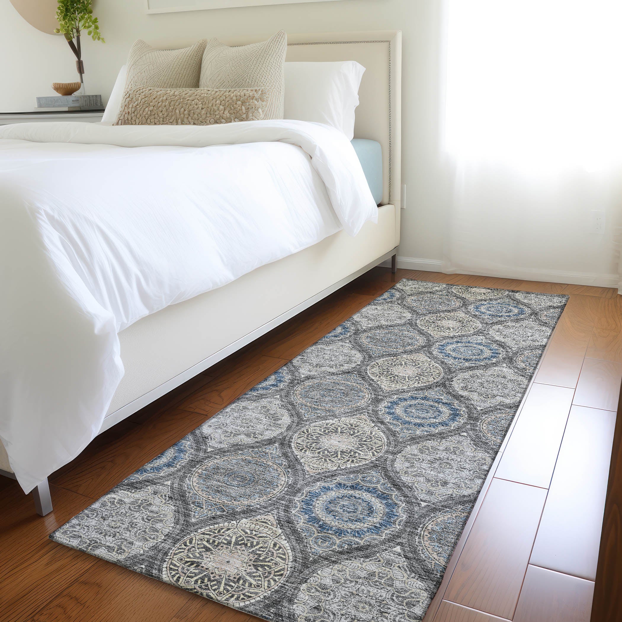 Ghent Machine Washable Transitional Gray Rug 2'3" x 7'6" #shape_Runner