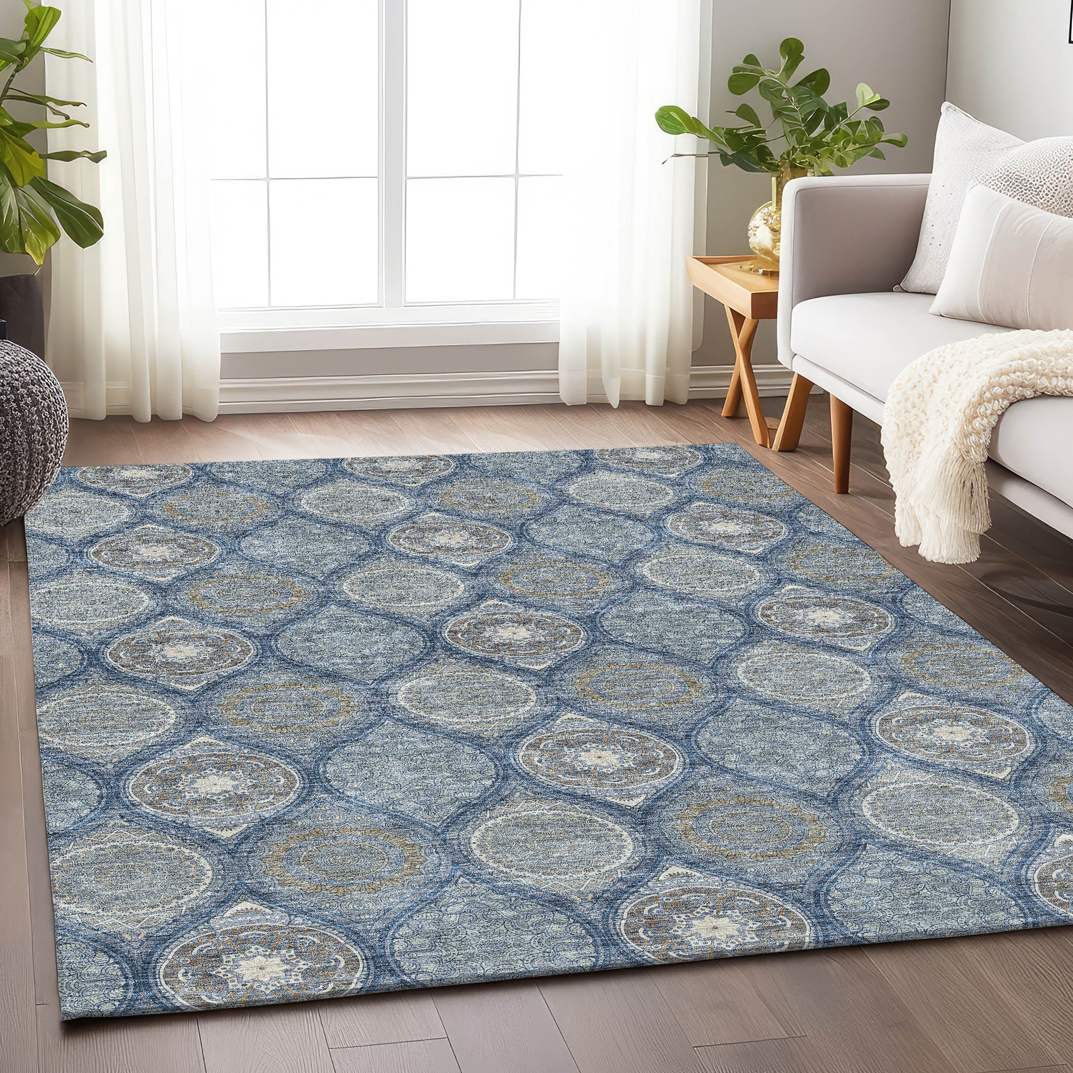 Ghent Machine Washable Transitional Navy Blue Rug 2'6" x 3'10" #shape_Rectangle
