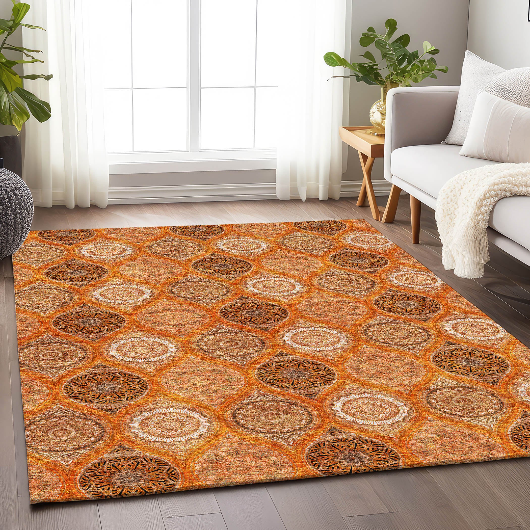 Ghent Machine Washable Transitional Orange Rug 2'6" x 3'10" #shape_Rectangle