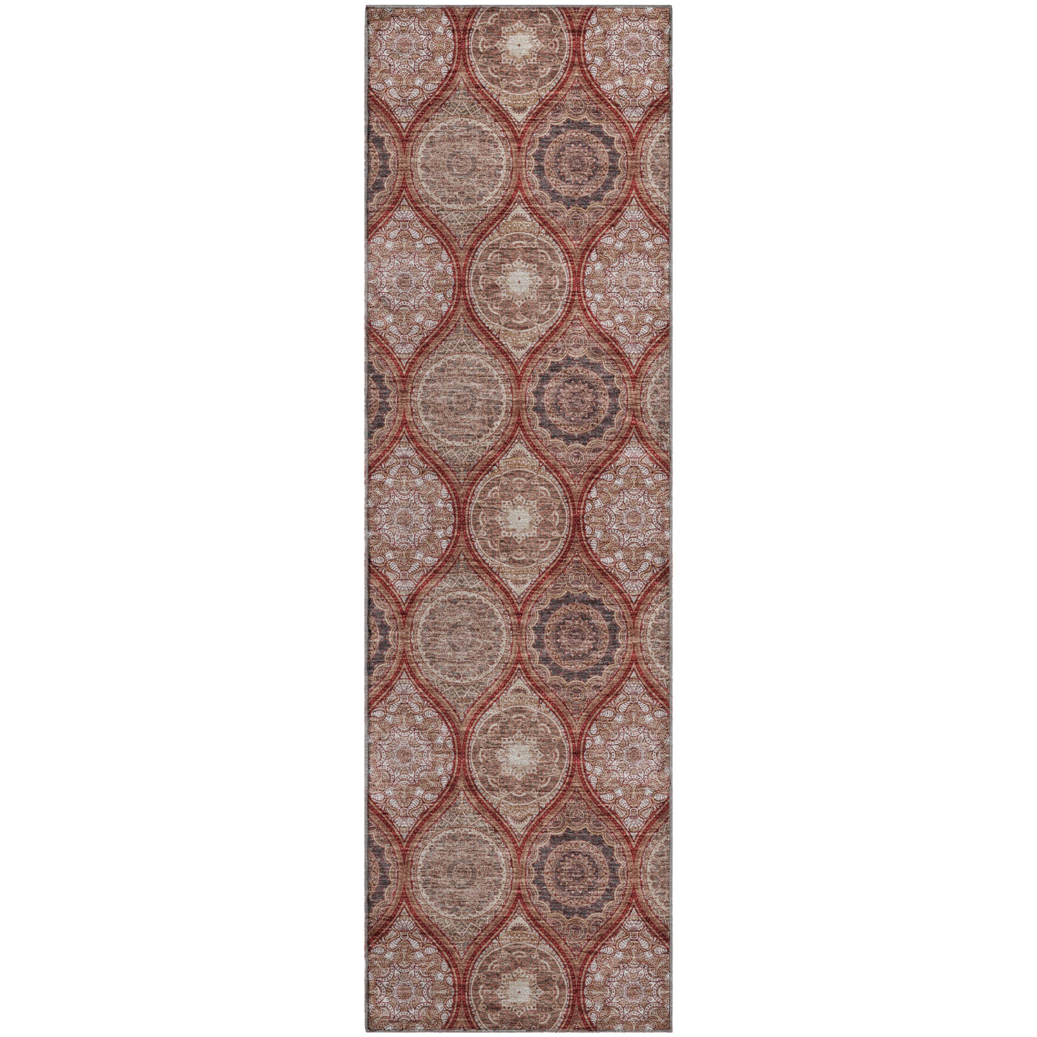 Ghent Machine Washable Transitional Paprika Orange Rug 2'3" x 7'6" #shape_Runner