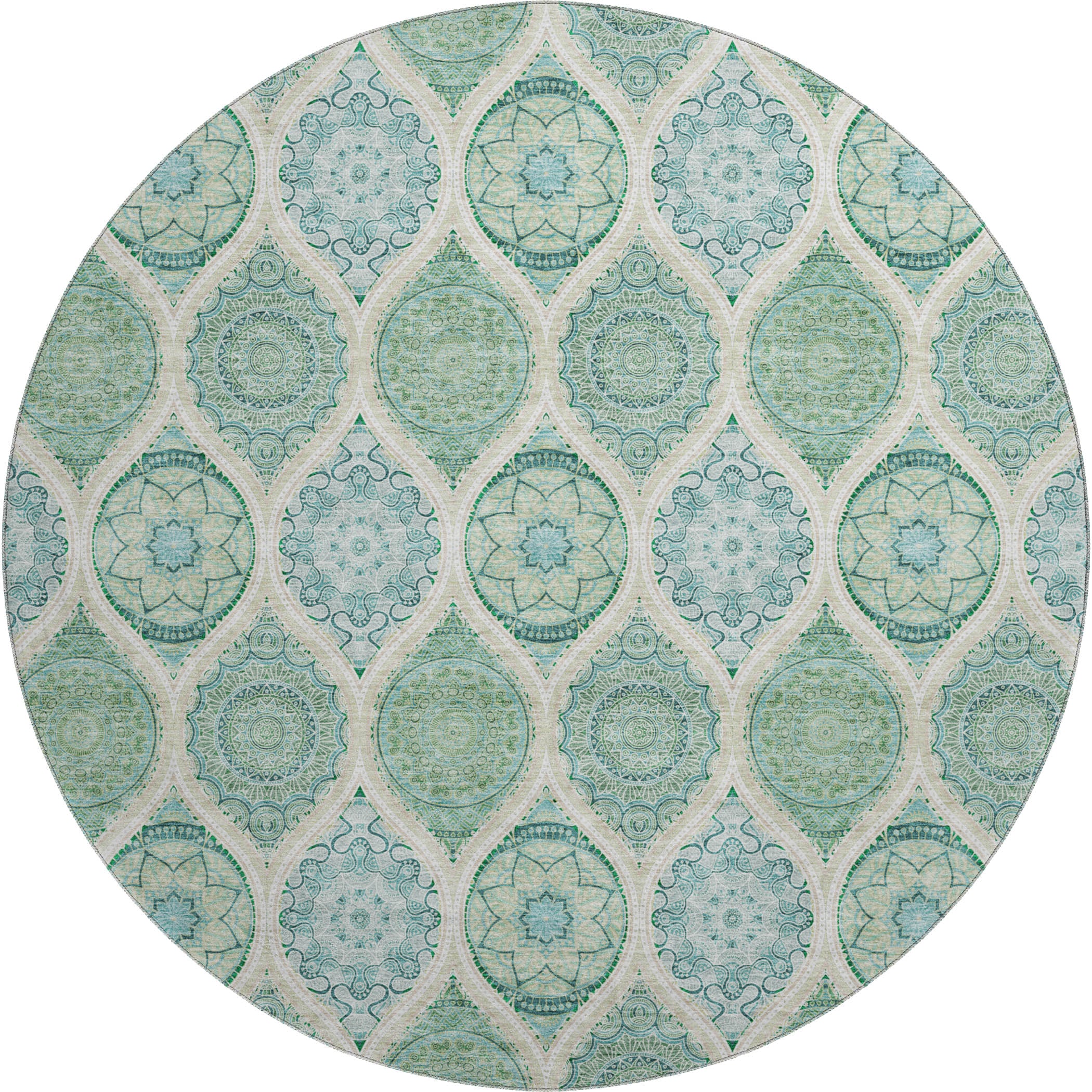 Ghent Machine Washable Transitional Sage Green Rug 8' x 8' #shape_Round