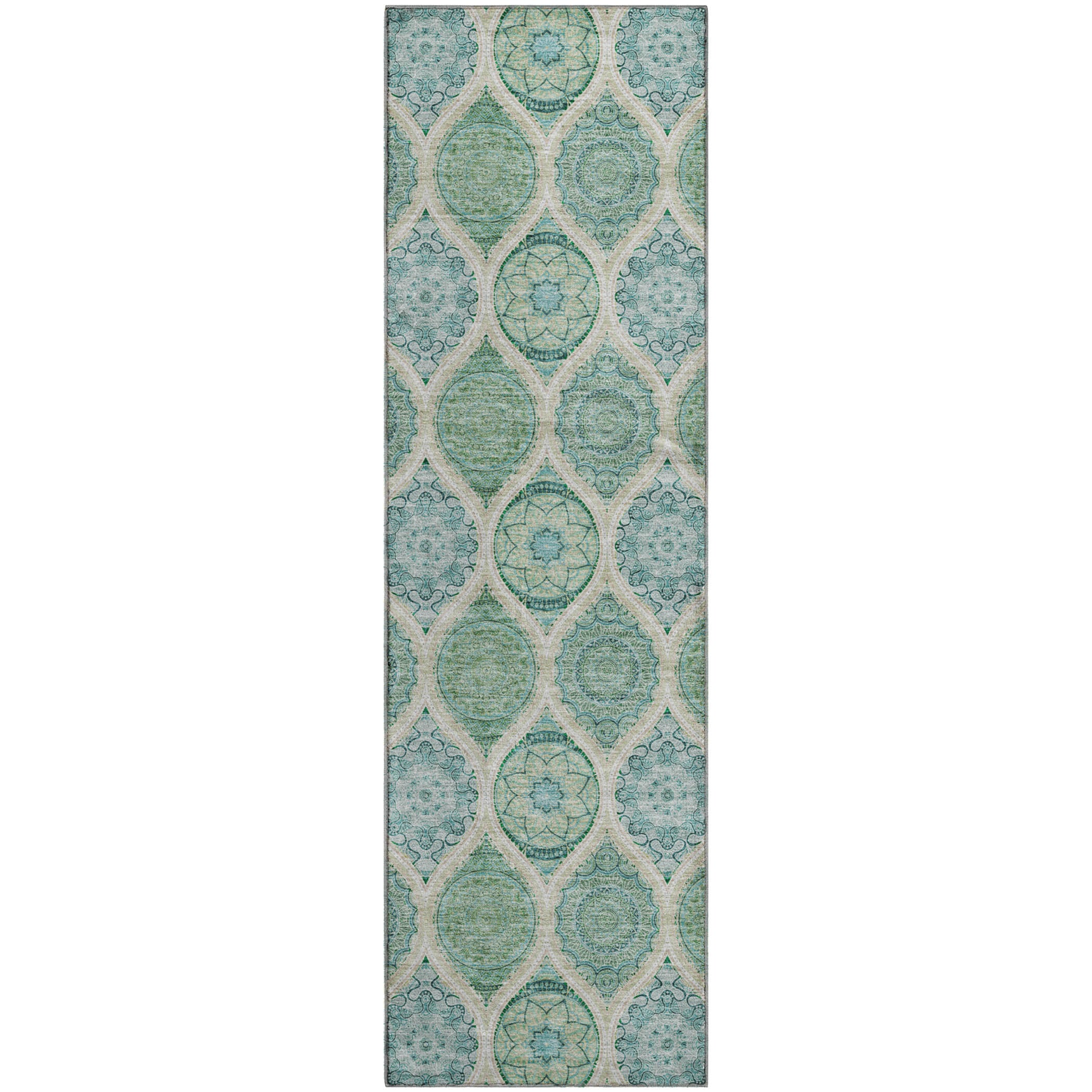 Ghent Machine Washable Transitional Sage Green Rug 2'3" x 7'6" #shape_Runner