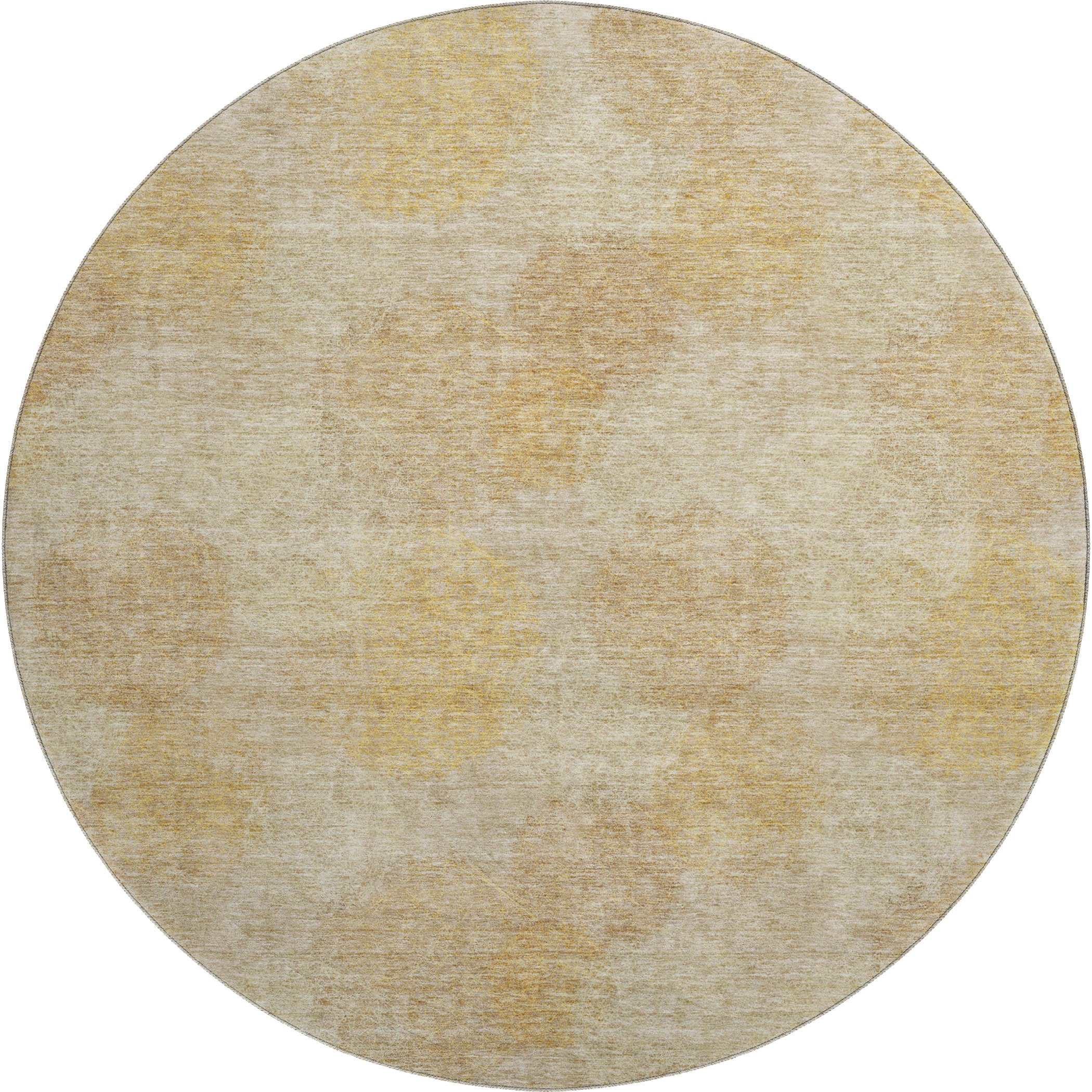 Santorini Machine Washable Transitional Gold Rug 8' x 8' #shape_Round