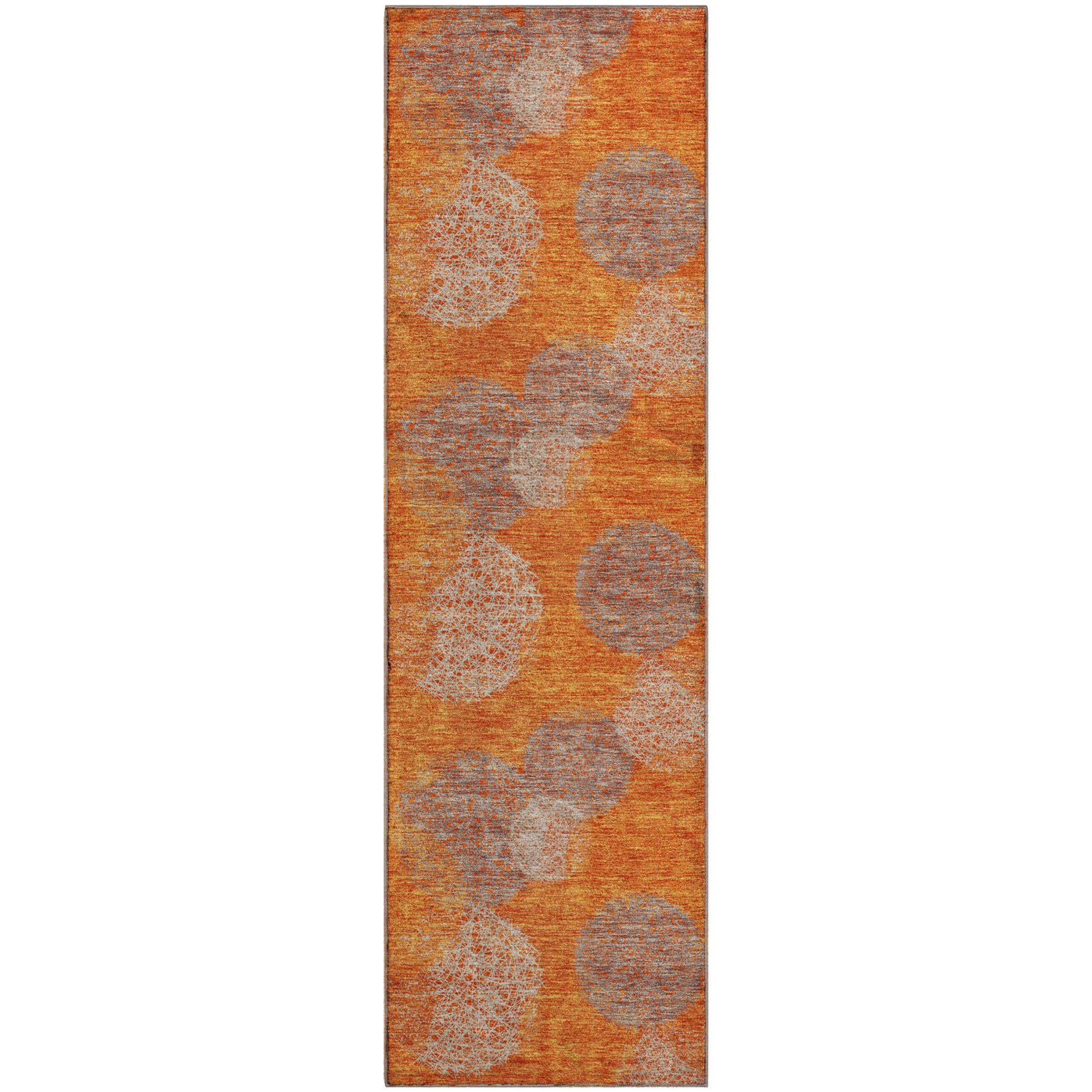 Santorini Machine Washable Transitional Orange Rug 2'3" x 7'6" #shape_Runner