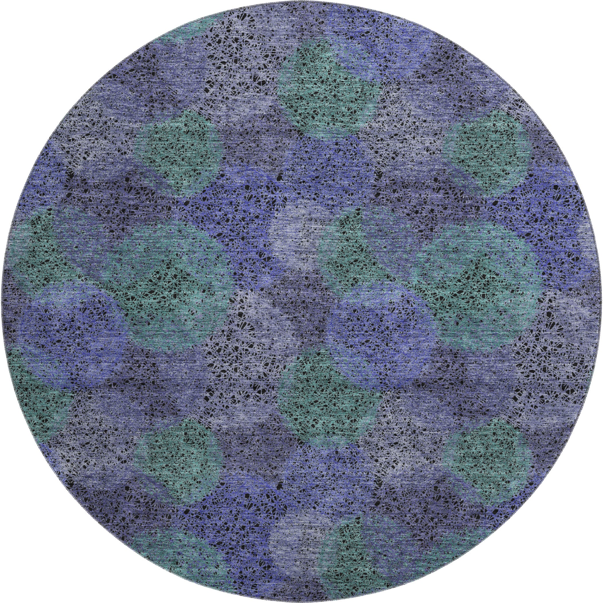Santorini Machine Washable Transitional Purple Rug 8' x 8' #shape_Round