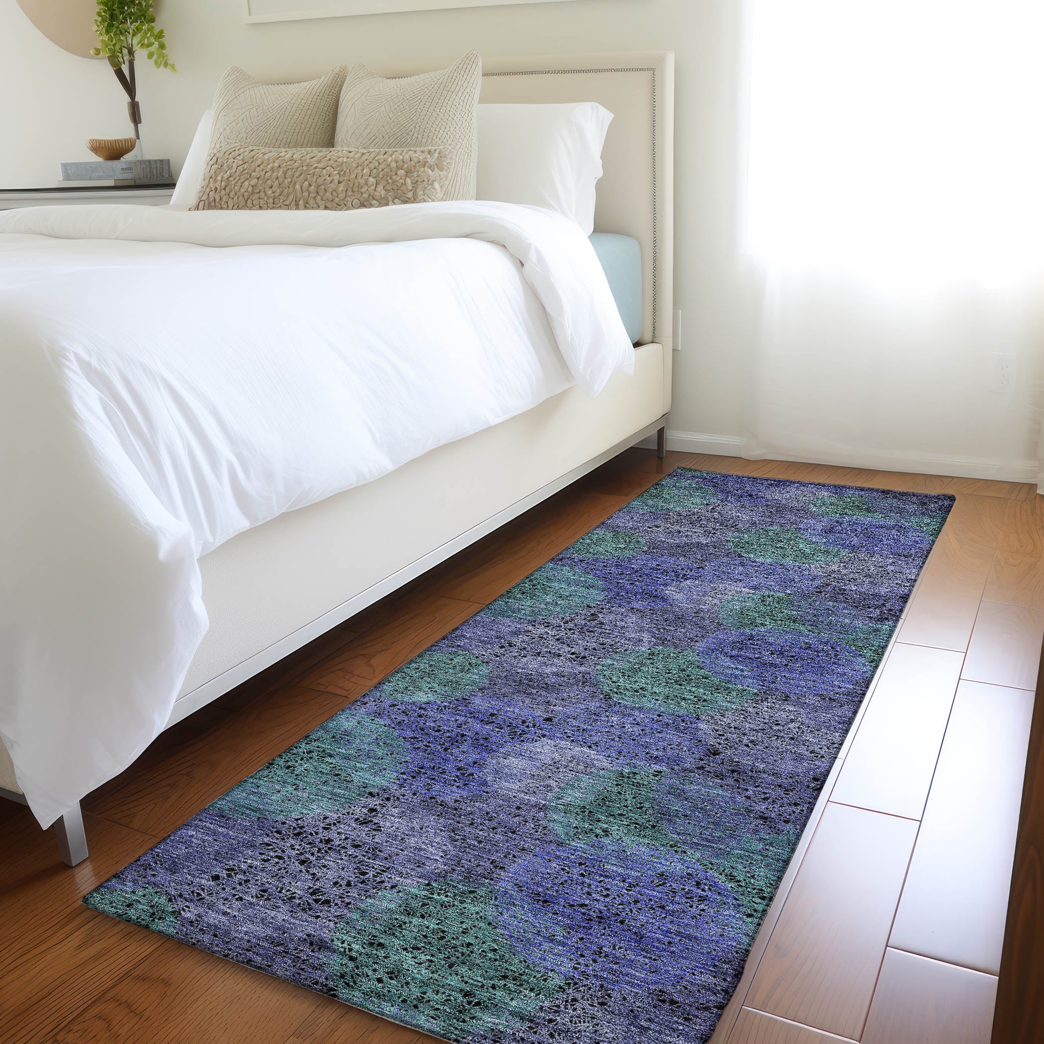 Santorini Machine Washable Transitional Purple Rug 2'3" x 7'6" #shape_Runner