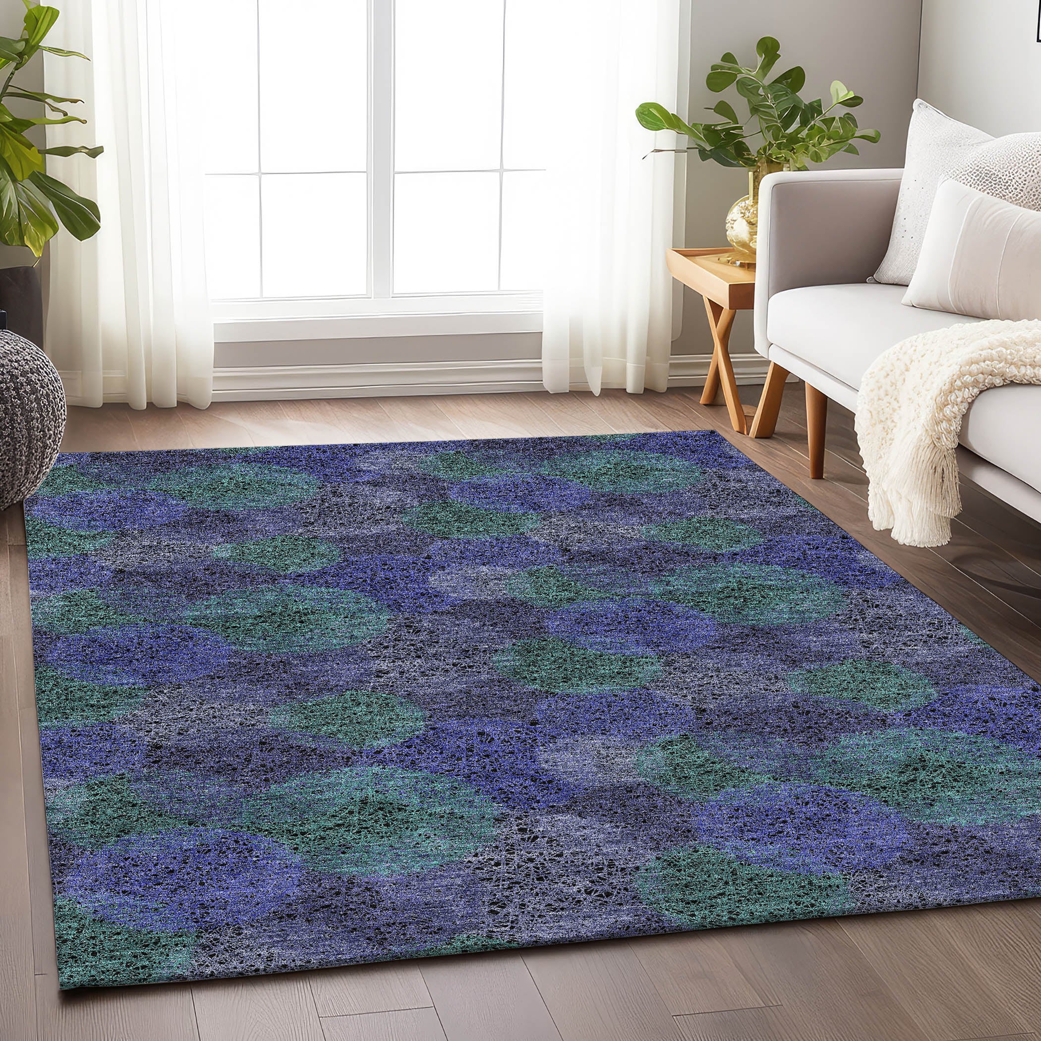 Santorini Machine Washable Transitional Purple Rug 2'6" x 3'10" #shape_Rectangle