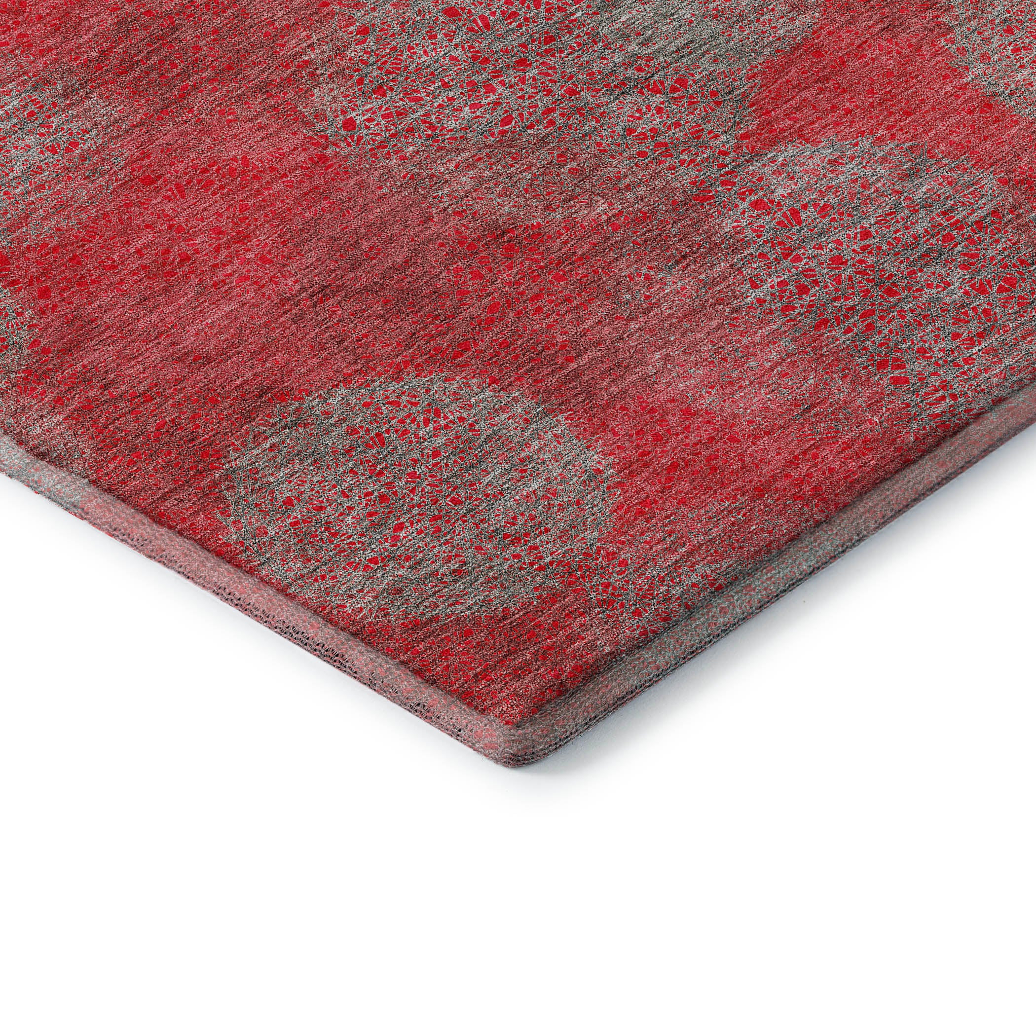 Santorini Machine Washable Transitional Red Rug 1'8" x 2'6" #shape_Rectangle