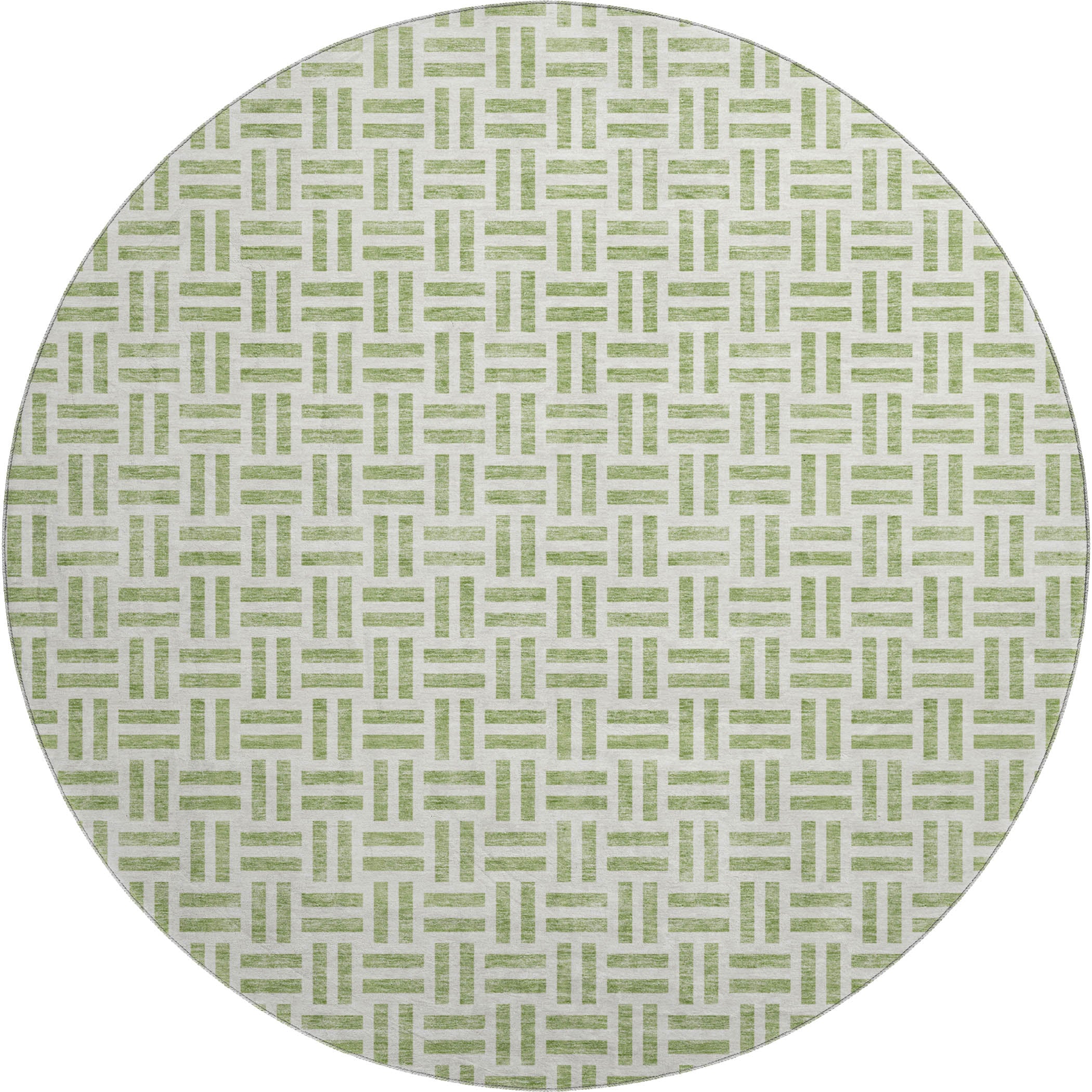 Tbilisi Machine Washable Transitional Aloe Green Rug 8' x 8' #shape_Round