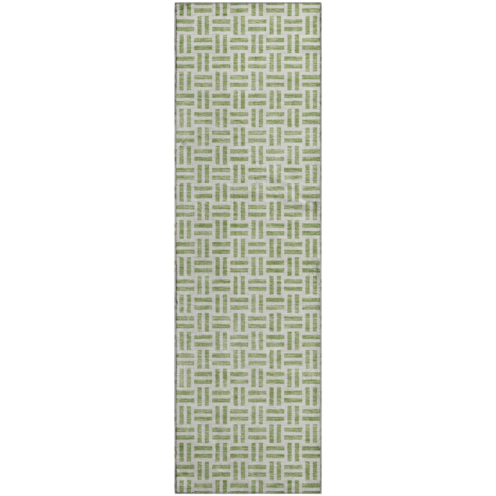 Tbilisi Machine Washable Transitional Aloe Green Rug 2'3" x 7'6" #shape_Runner