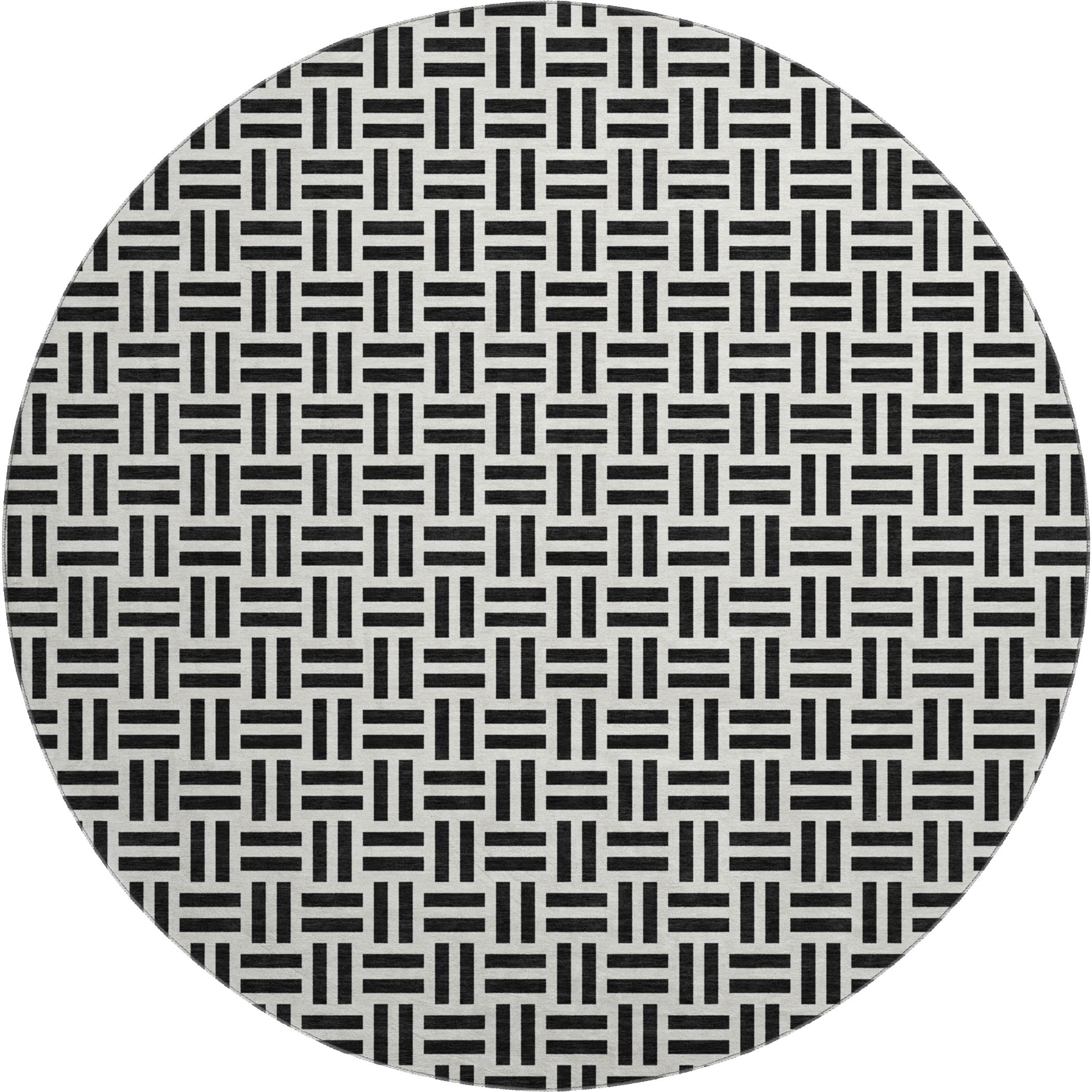 Tbilisi Machine Washable Transitional Black Rug 8' x 8' #shape_Round