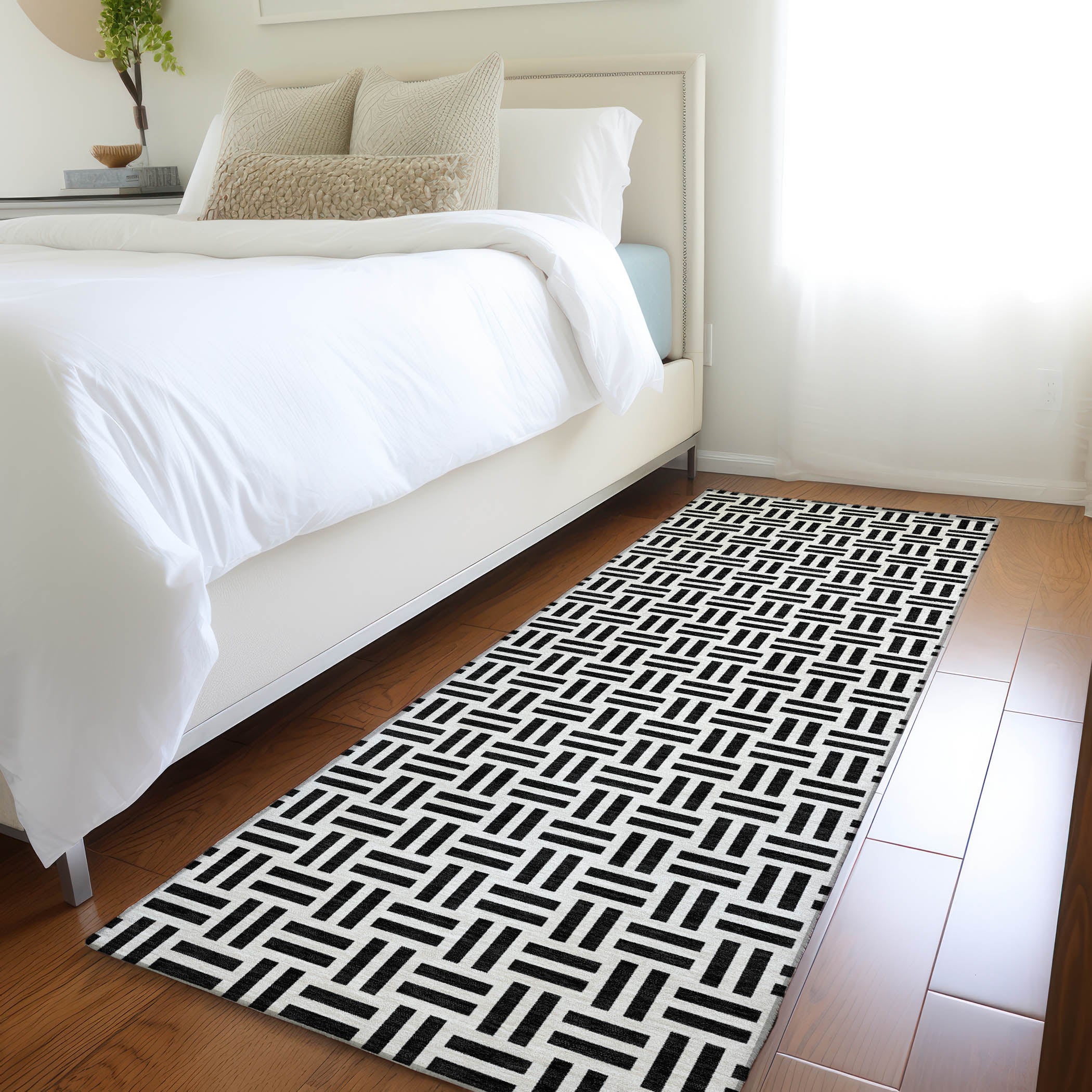 Tbilisi Machine Washable Transitional Black Rug 2'3" x 7'6" #shape_Runner