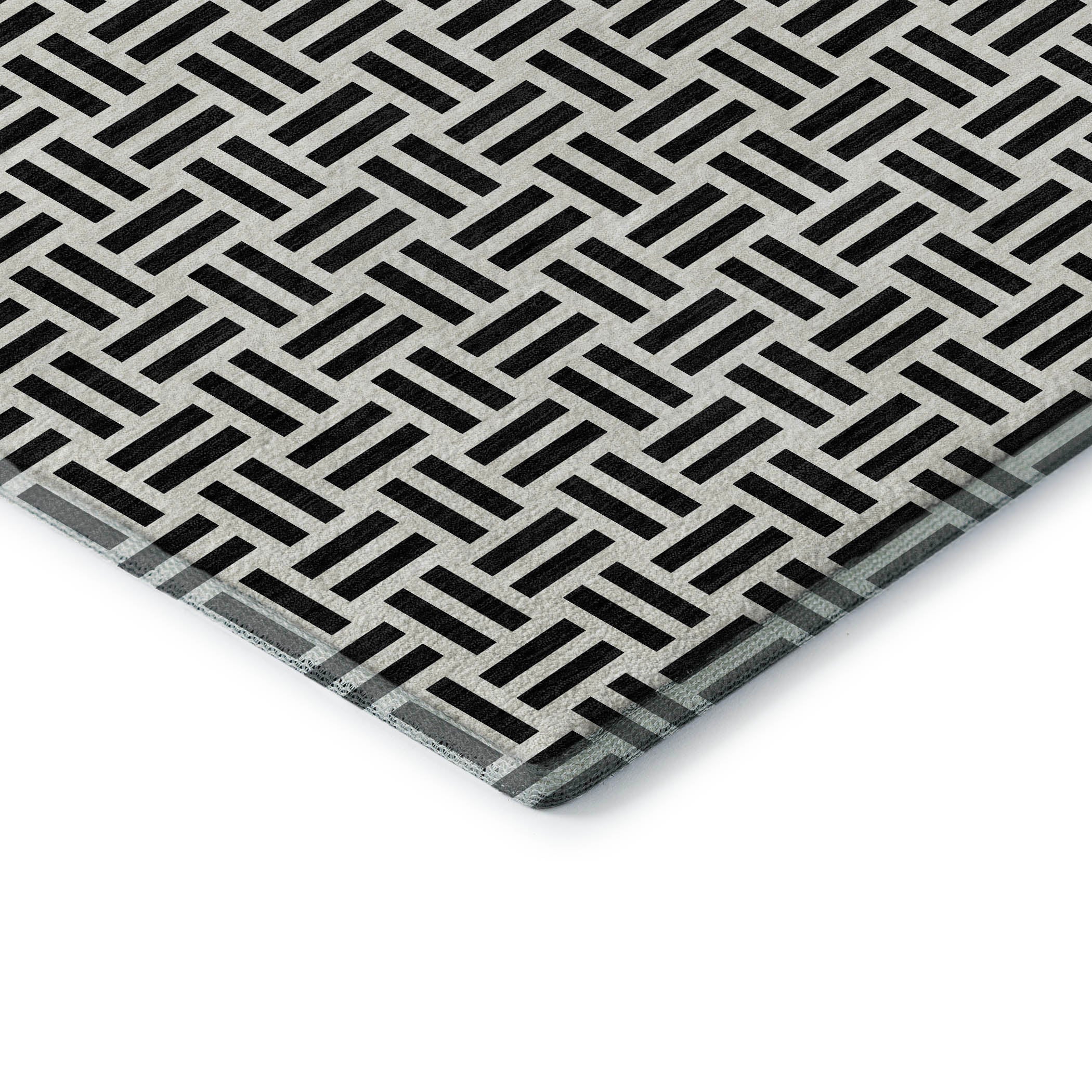 Tbilisi Machine Washable Transitional Black Rug 1'8" x 2'6" #shape_Rectangle