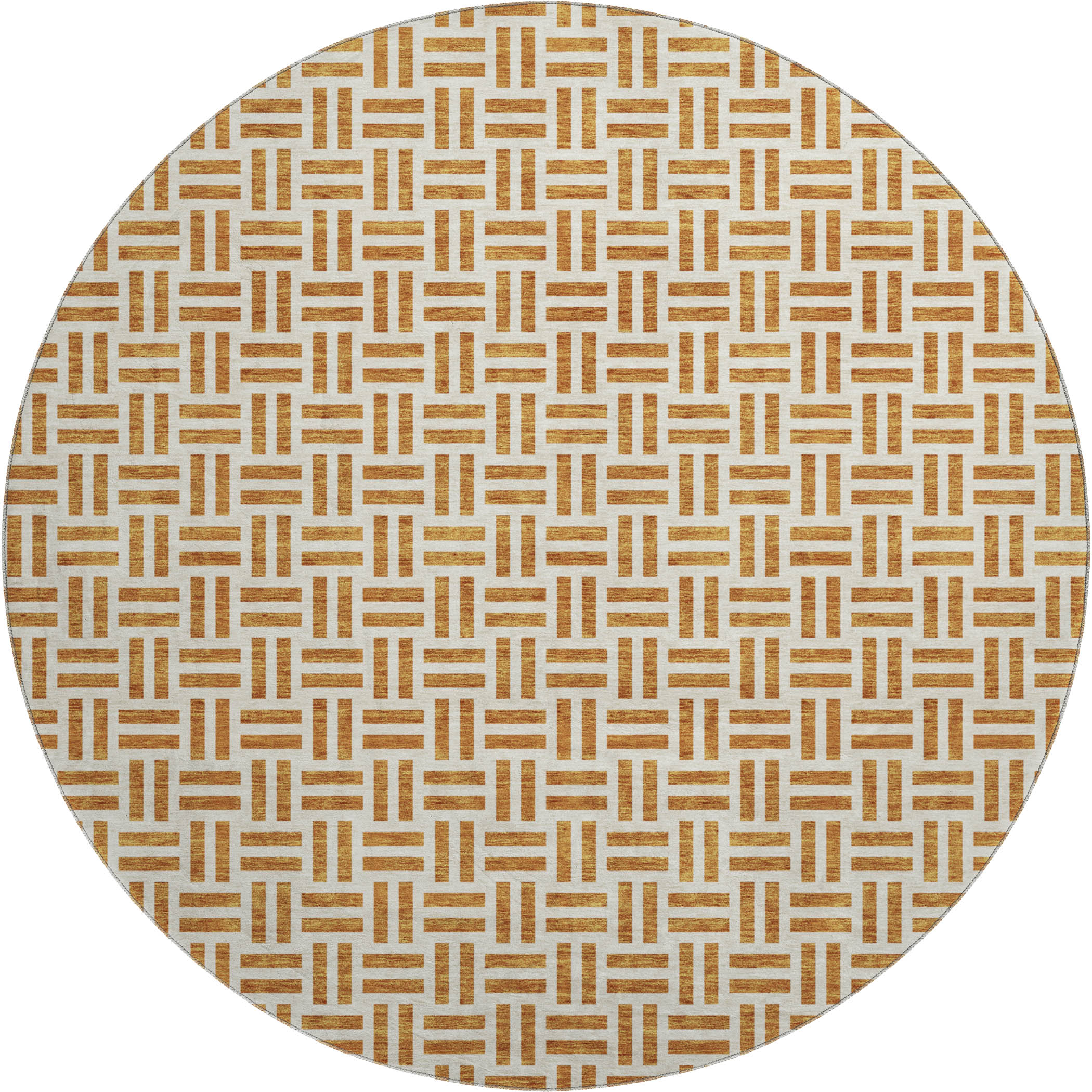 Tbilisi Machine Washable Transitional Copper Orange Rug 8' x 8' #shape_Round