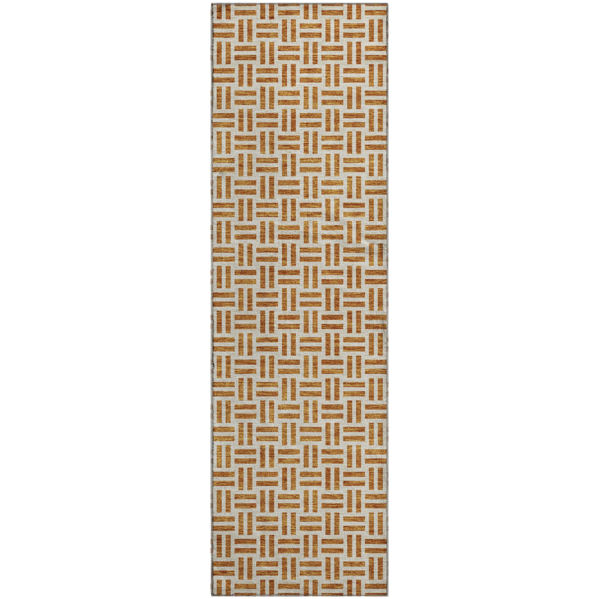Tbilisi Machine Washable Transitional Copper Orange Rug 2'3" x 7'6" #shape_Runner