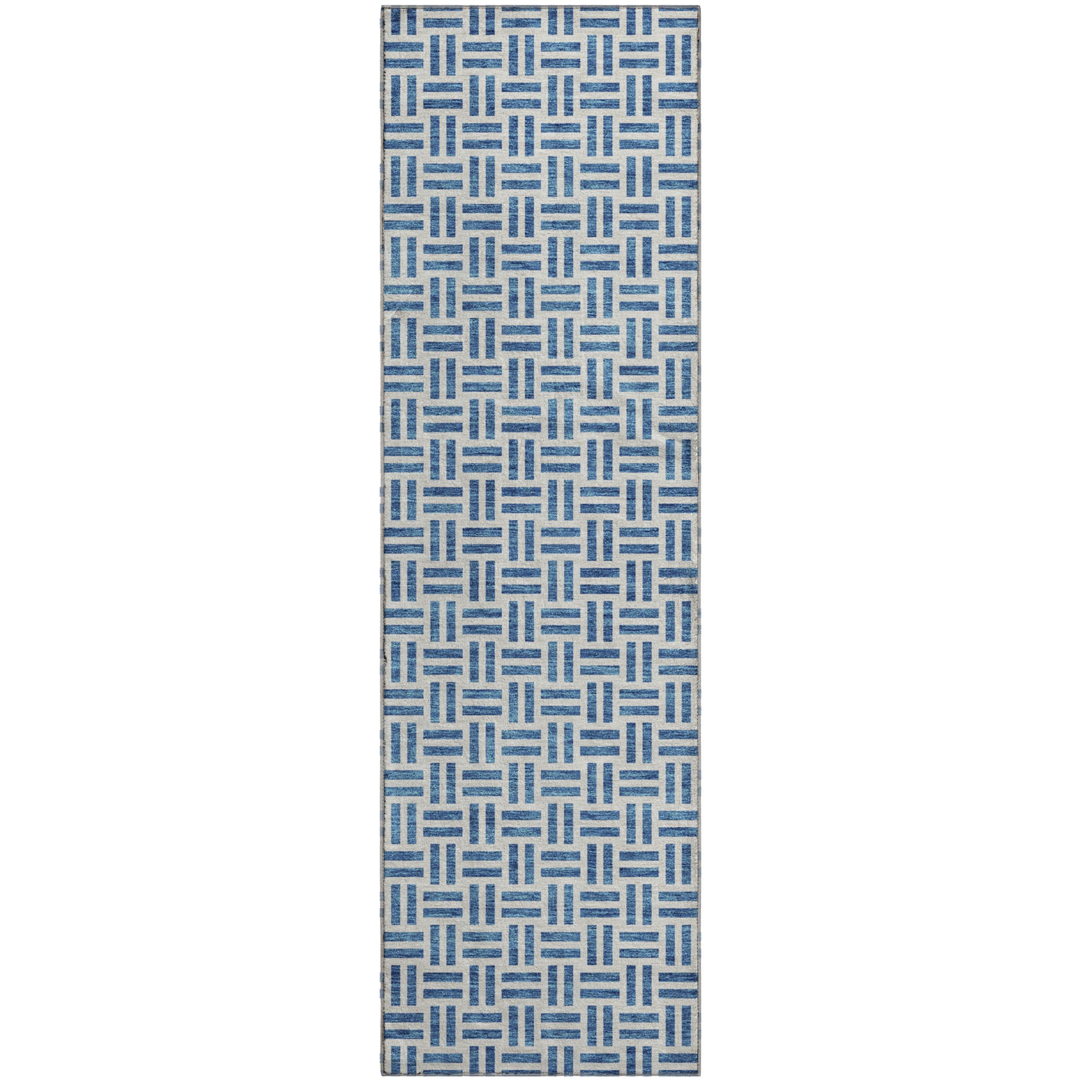 Tbilisi Machine Washable Transitional Denim Blue Rug 2'3" x 7'6" #shape_Runner