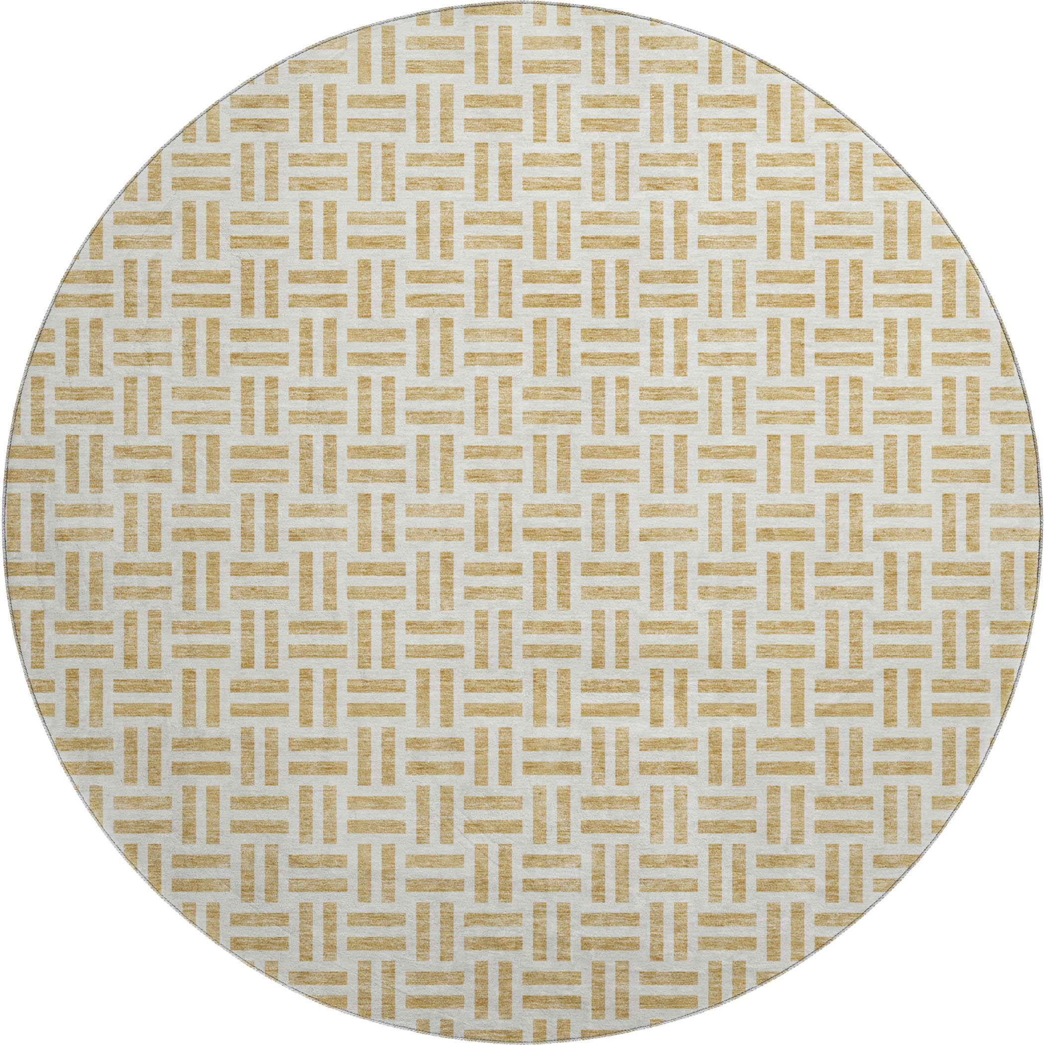 Tbilisi Machine Washable Transitional Gold Rug 8' x 8' #shape_Round