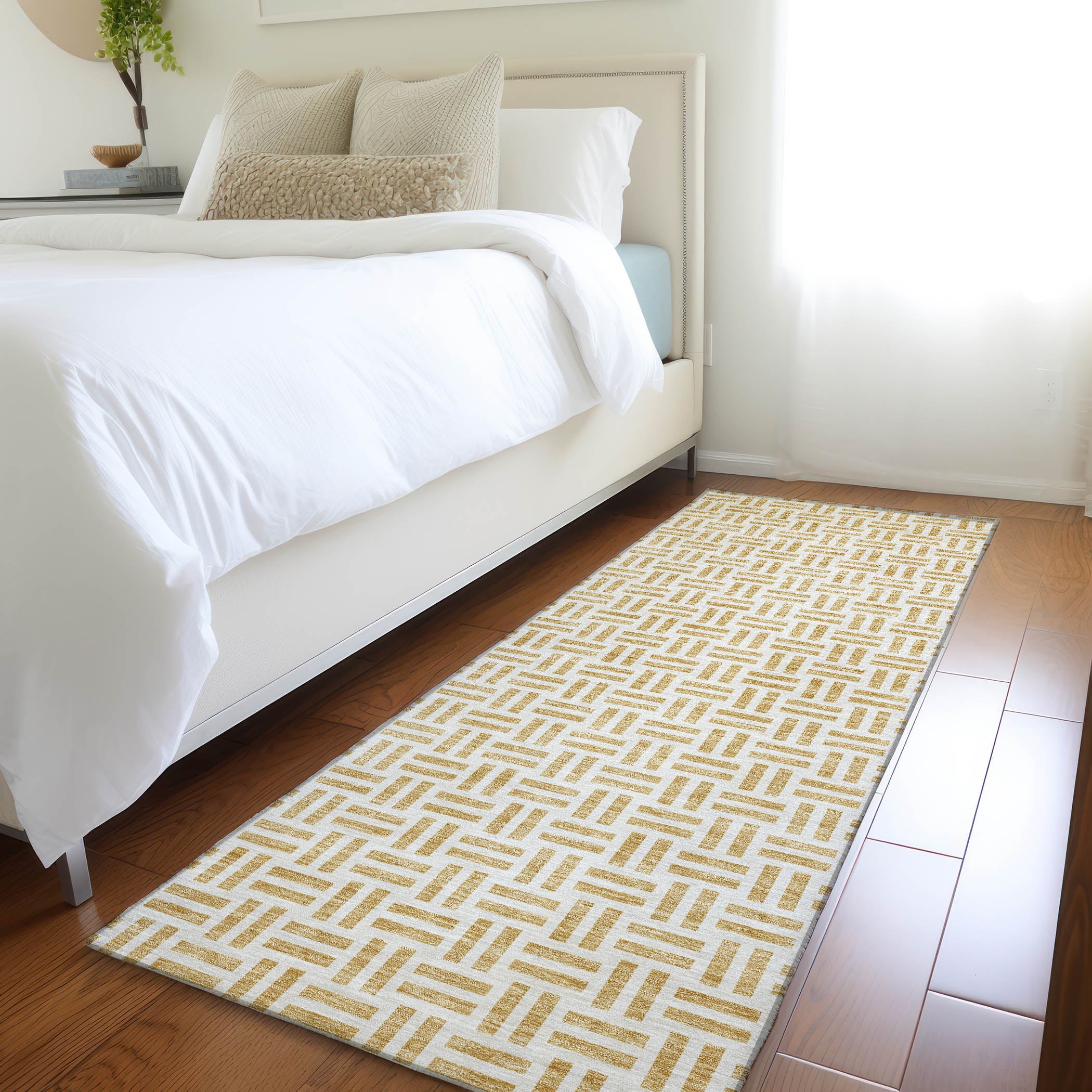 Tbilisi Machine Washable Transitional Gold Rug 2'3" x 7'6" #shape_Runner