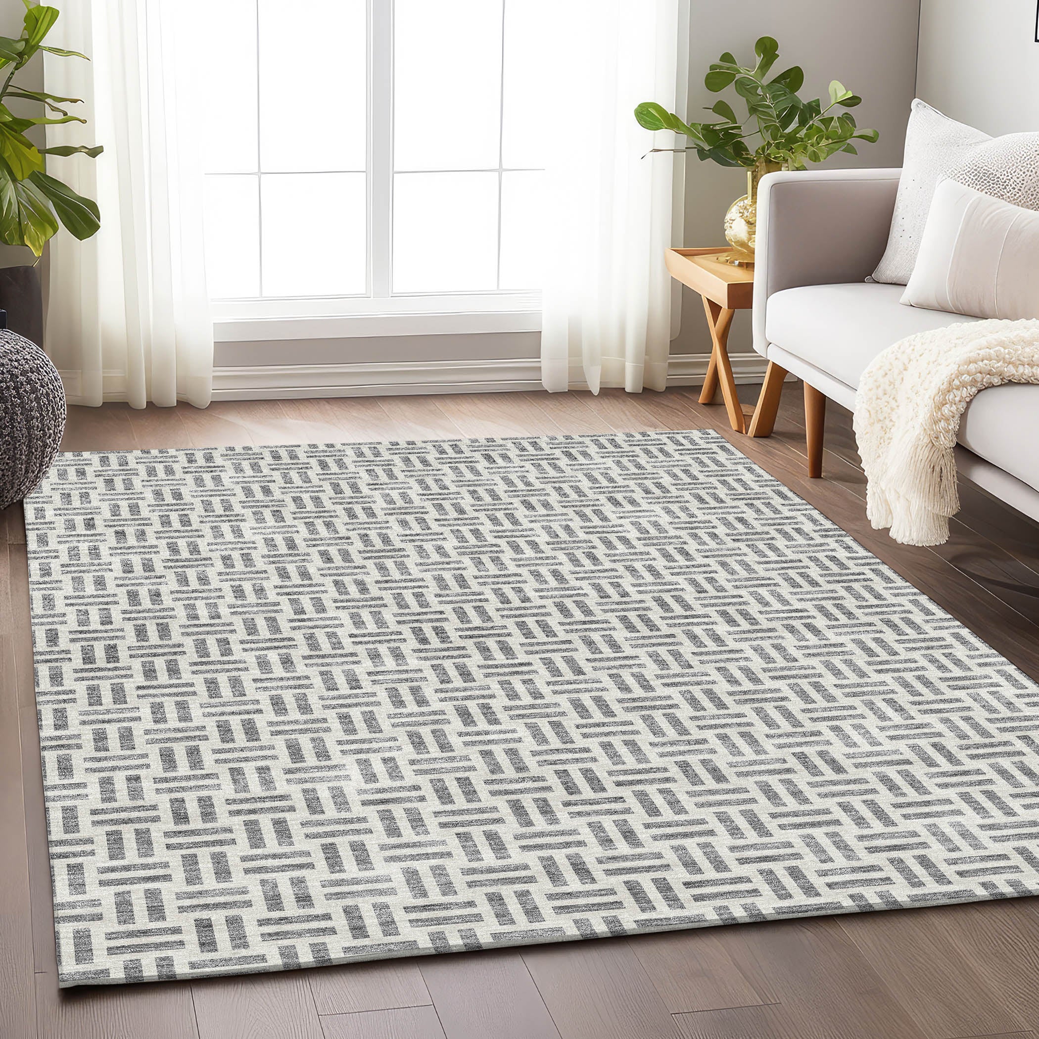Tbilisi Machine Washable Transitional Gray Rug 2'6" x 3'10" #shape_Rectangle
