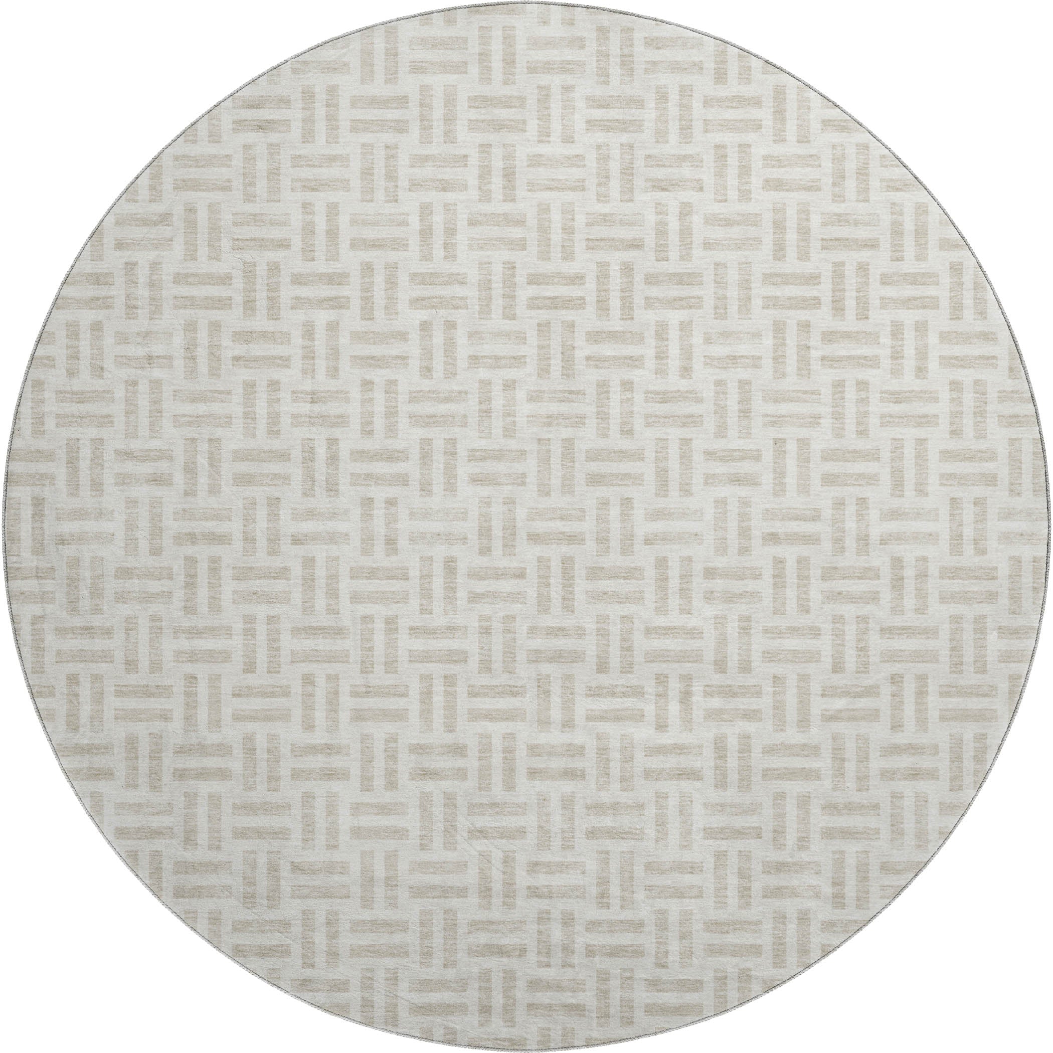 Tbilisi Machine Washable Transitional Ivory Rug 8' x 8' #shape_Round