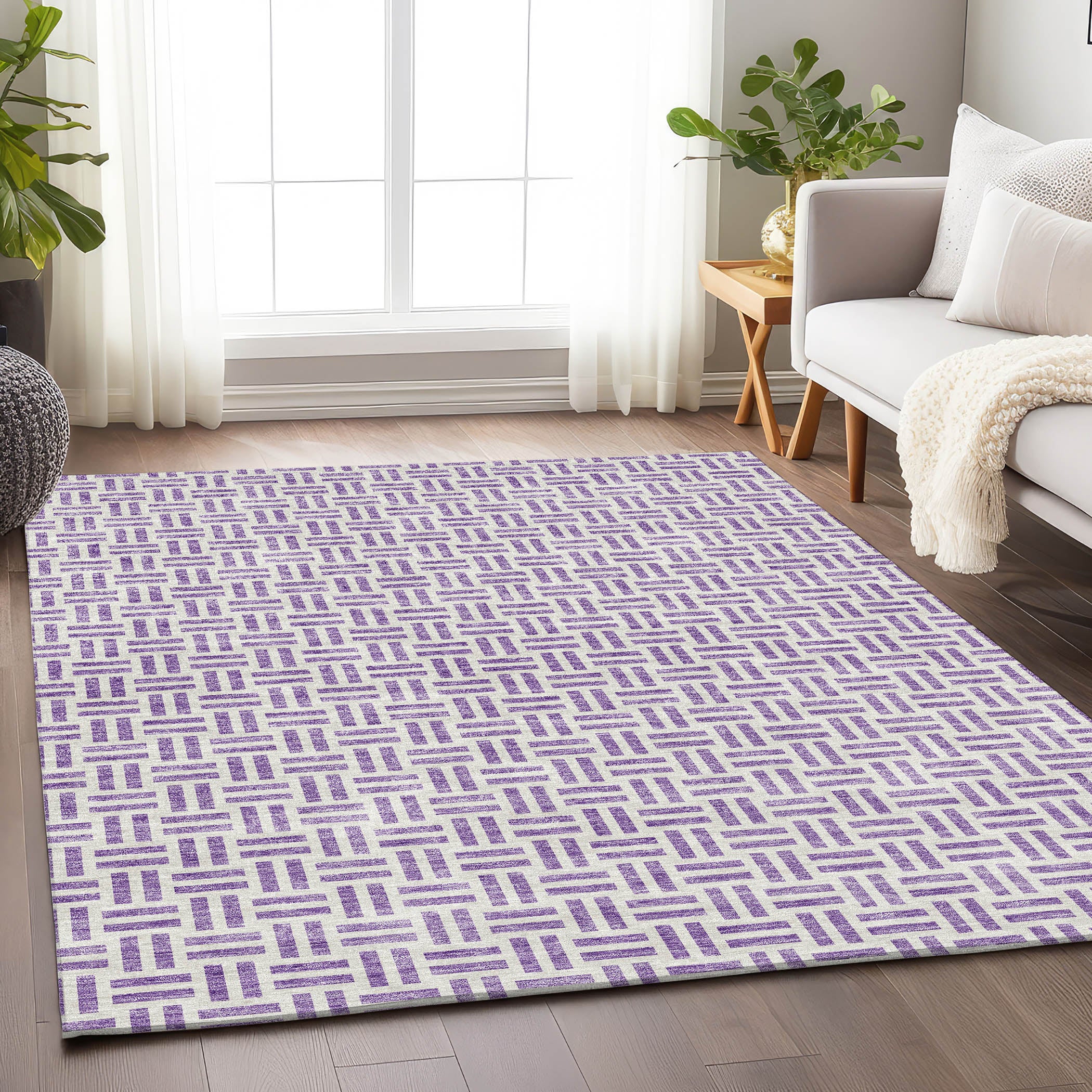 Tbilisi Machine Washable Transitional Lavender Purple Rug 2'6" x 3'10" #shape_Rectangle