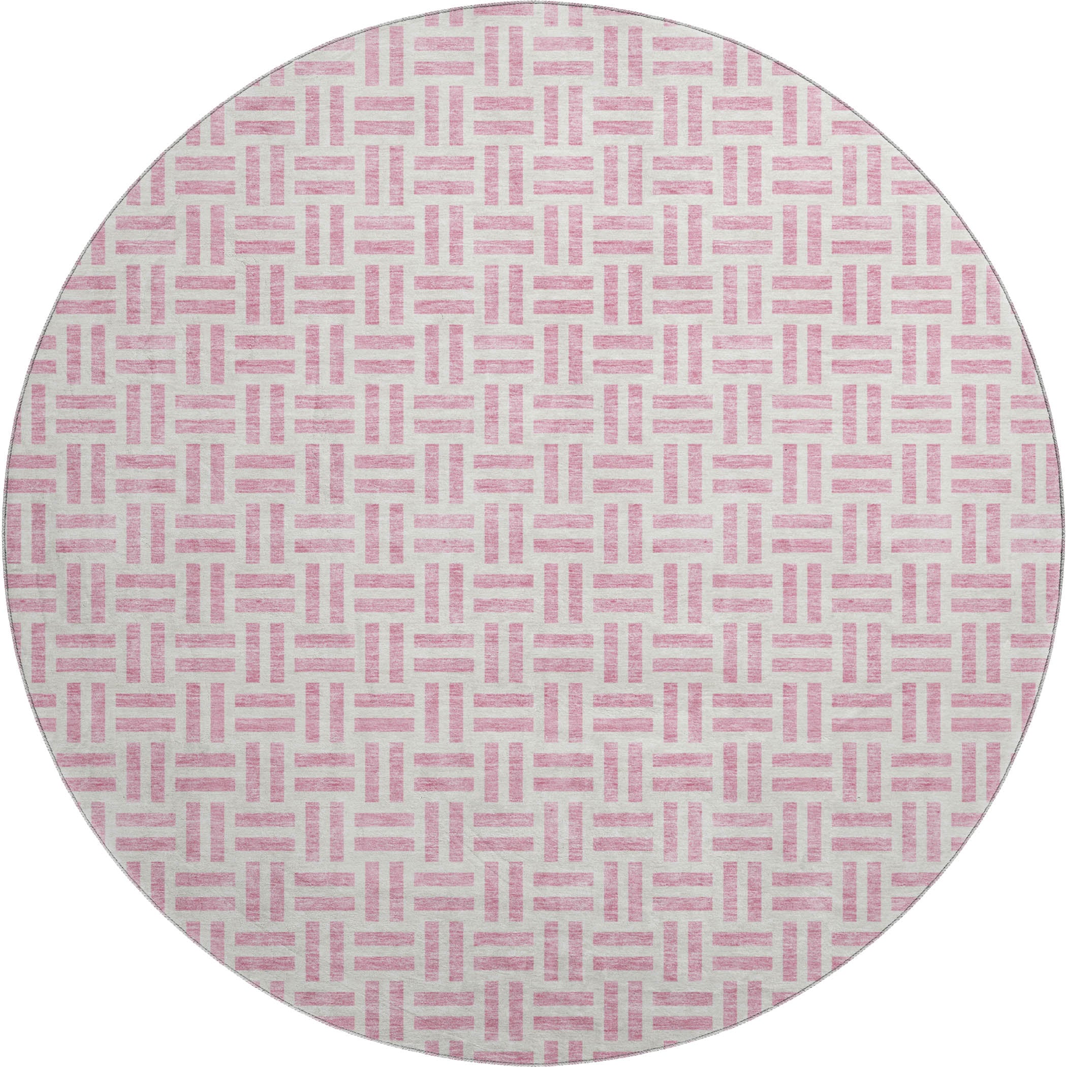 Tbilisi Machine Washable Transitional Pink Rug 8' x 8' #shape_Round