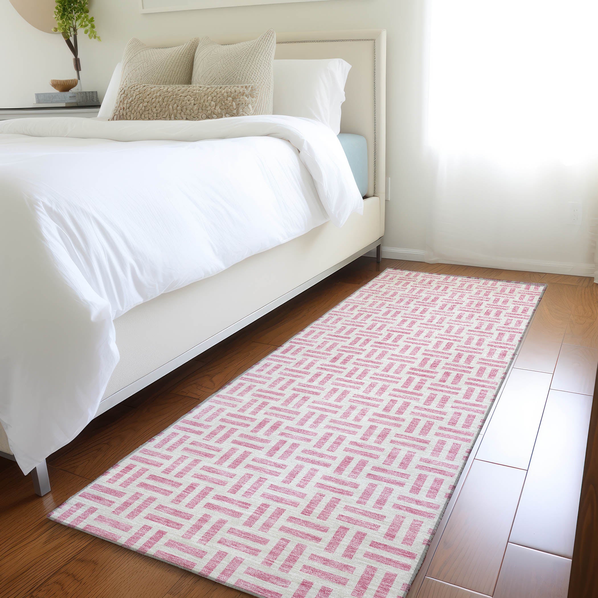 Tbilisi Machine Washable Transitional Pink Rug 2'3" x 7'6" #shape_Runner