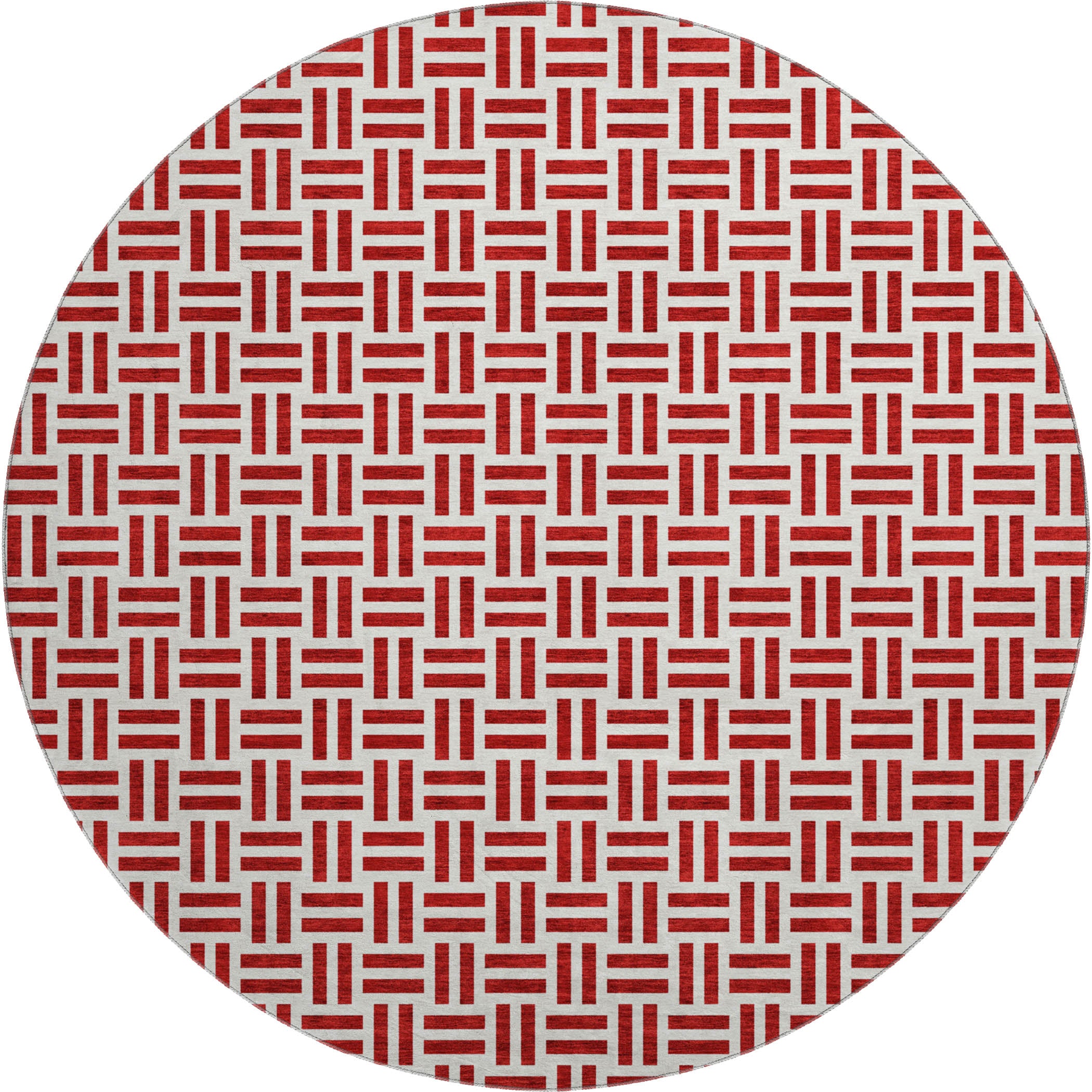 Tbilisi Machine Washable Transitional Red Rug 8' x 8' #shape_Round