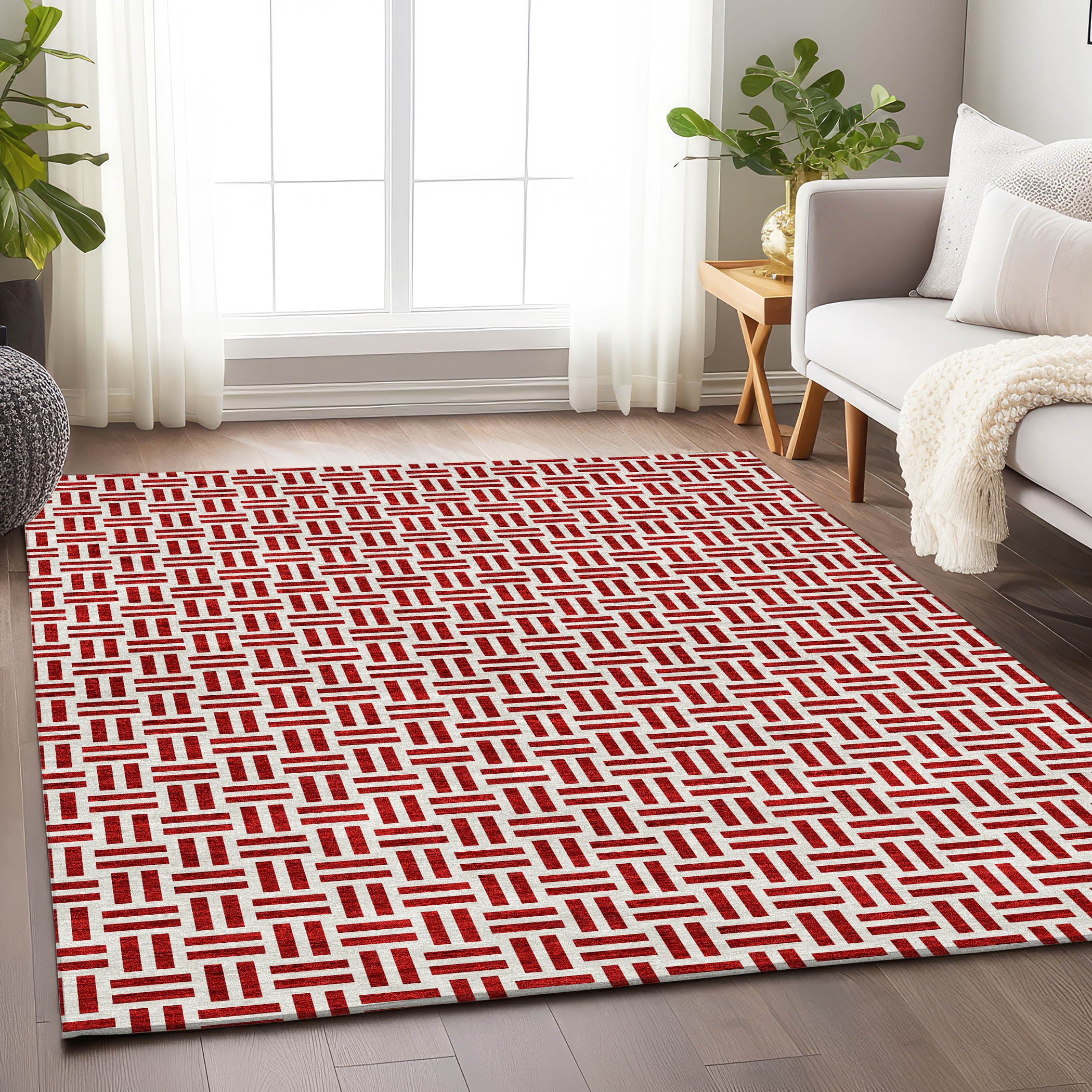 Tbilisi Machine Washable Transitional Red Rug 2'6" x 3'10" #shape_Rectangle