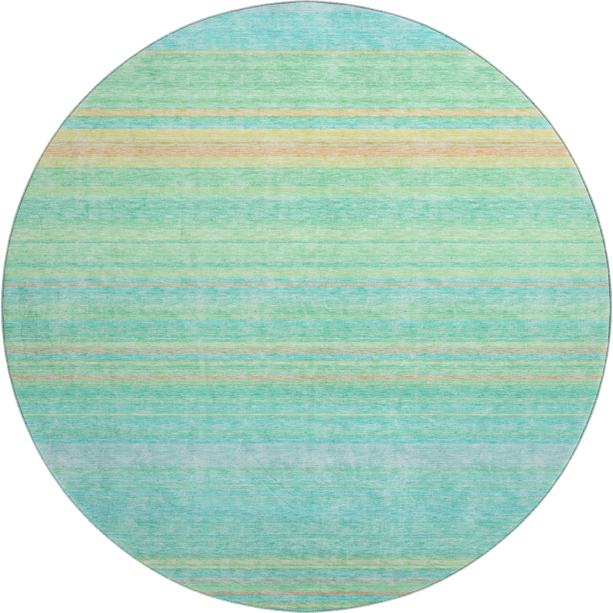 Santorini Machine Washable Transitional Aqua Teal Rug 8' x 8' #shape_Round