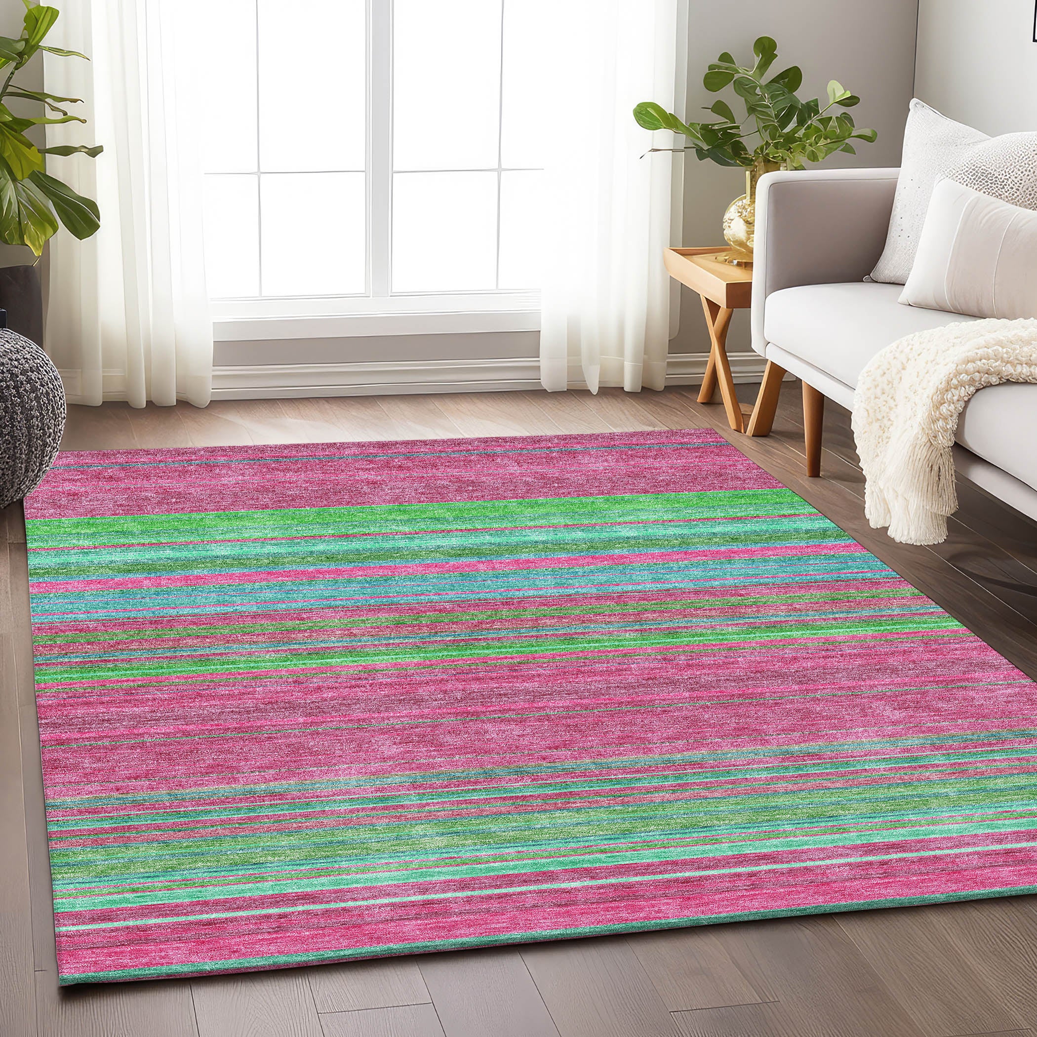 Santorini Machine Washable Transitional Blush Pink Rug 2'6" x 3'10" #shape_Rectangle