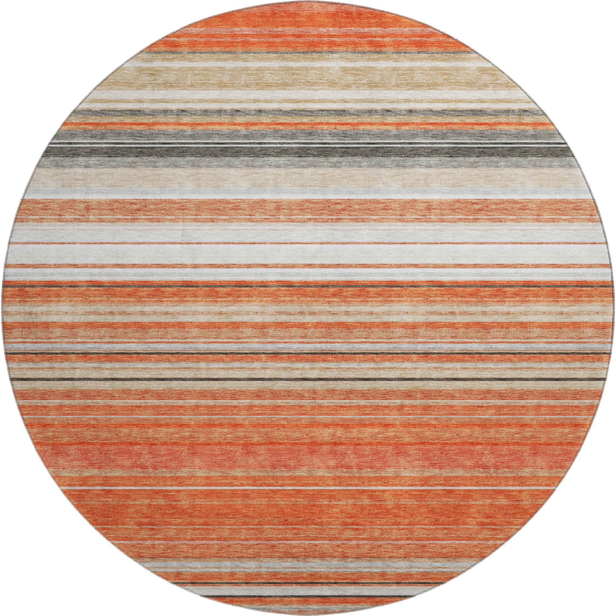 Santorini Machine Washable Transitional Coral Orange Rug 8' x 8' #shape_Round