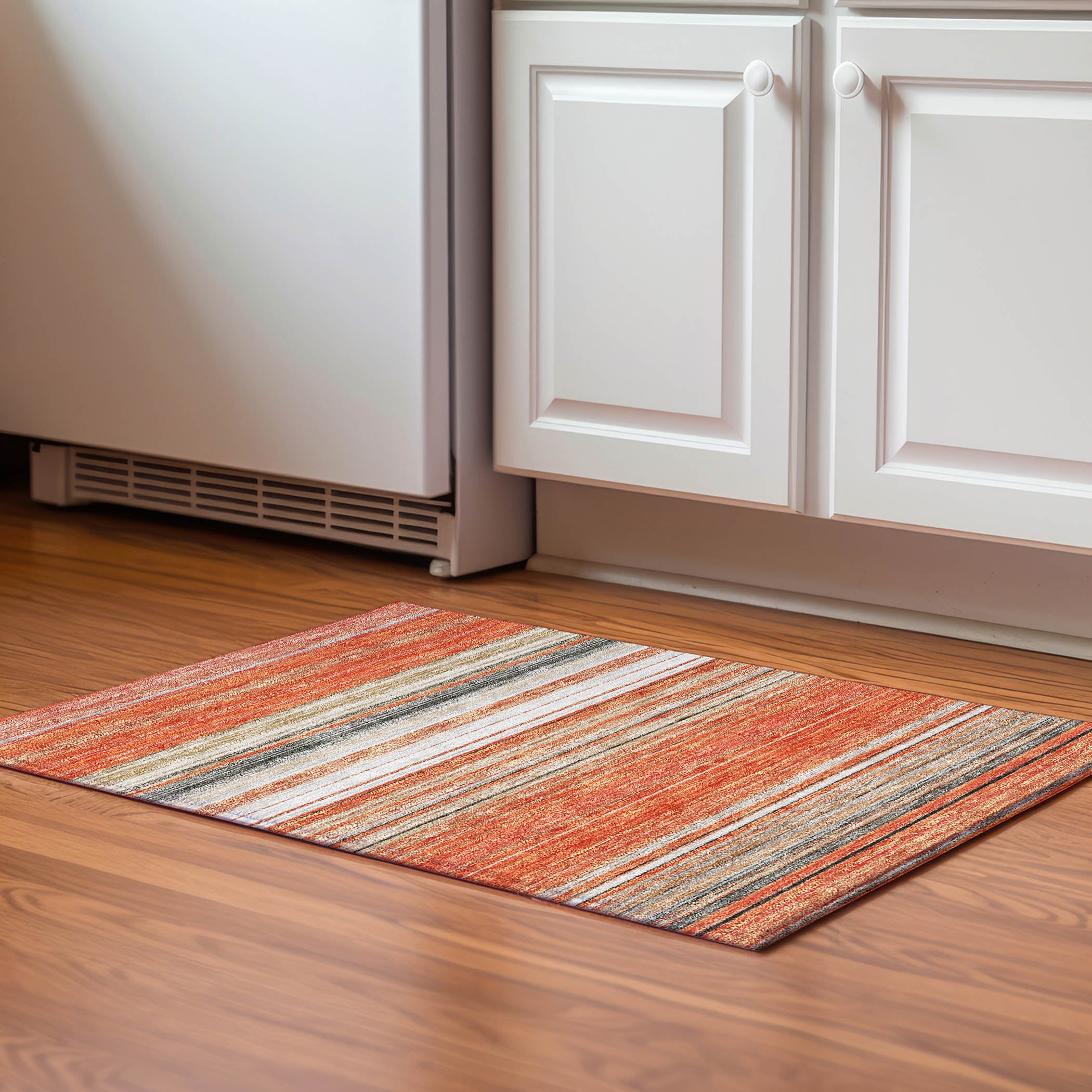 Santorini Machine Washable Transitional Coral Orange Rug 1'8" x 2'6" #shape_Rectangle