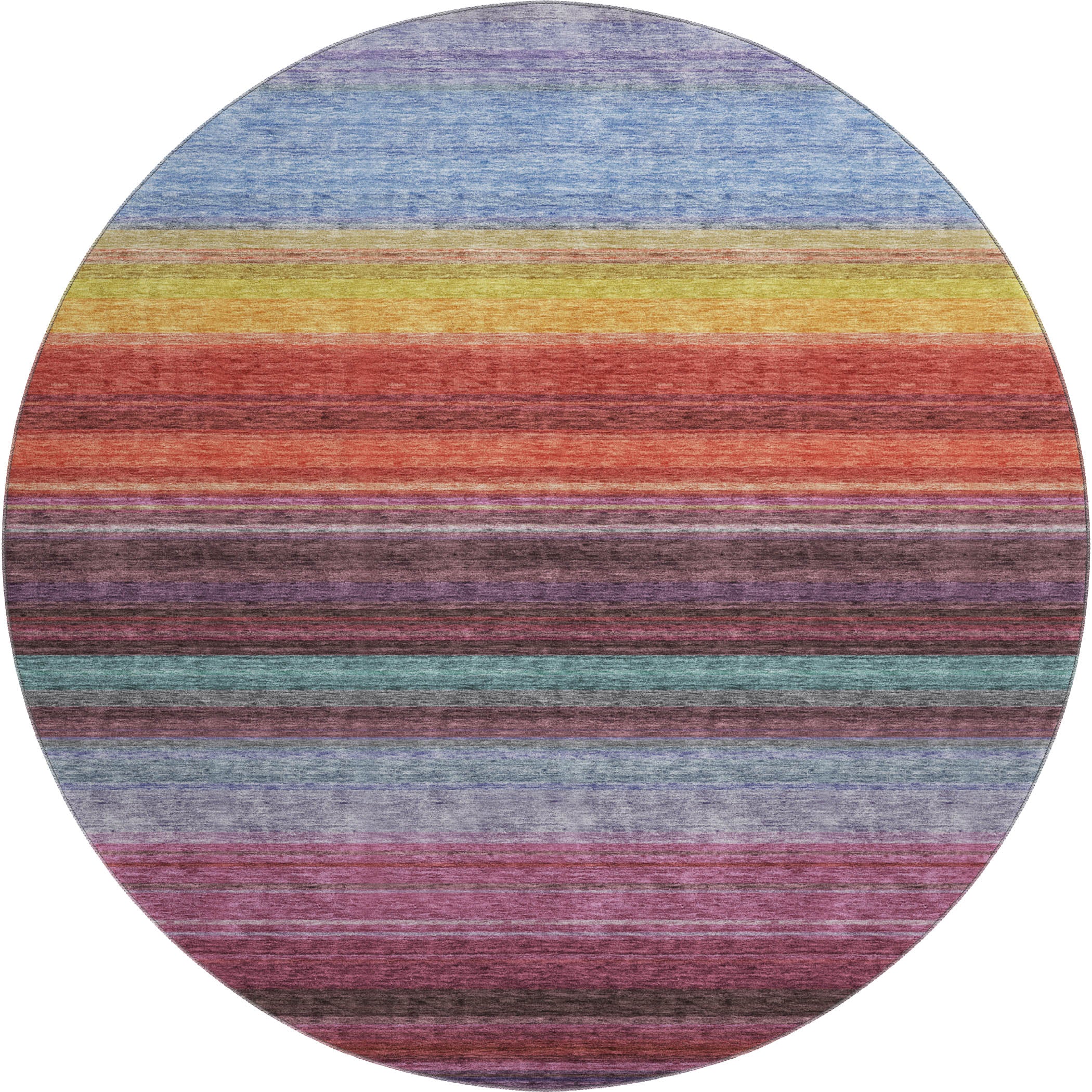 Santorini Machine Washable Transitional Lavender Purple Rug 8' x 8' #shape_Round