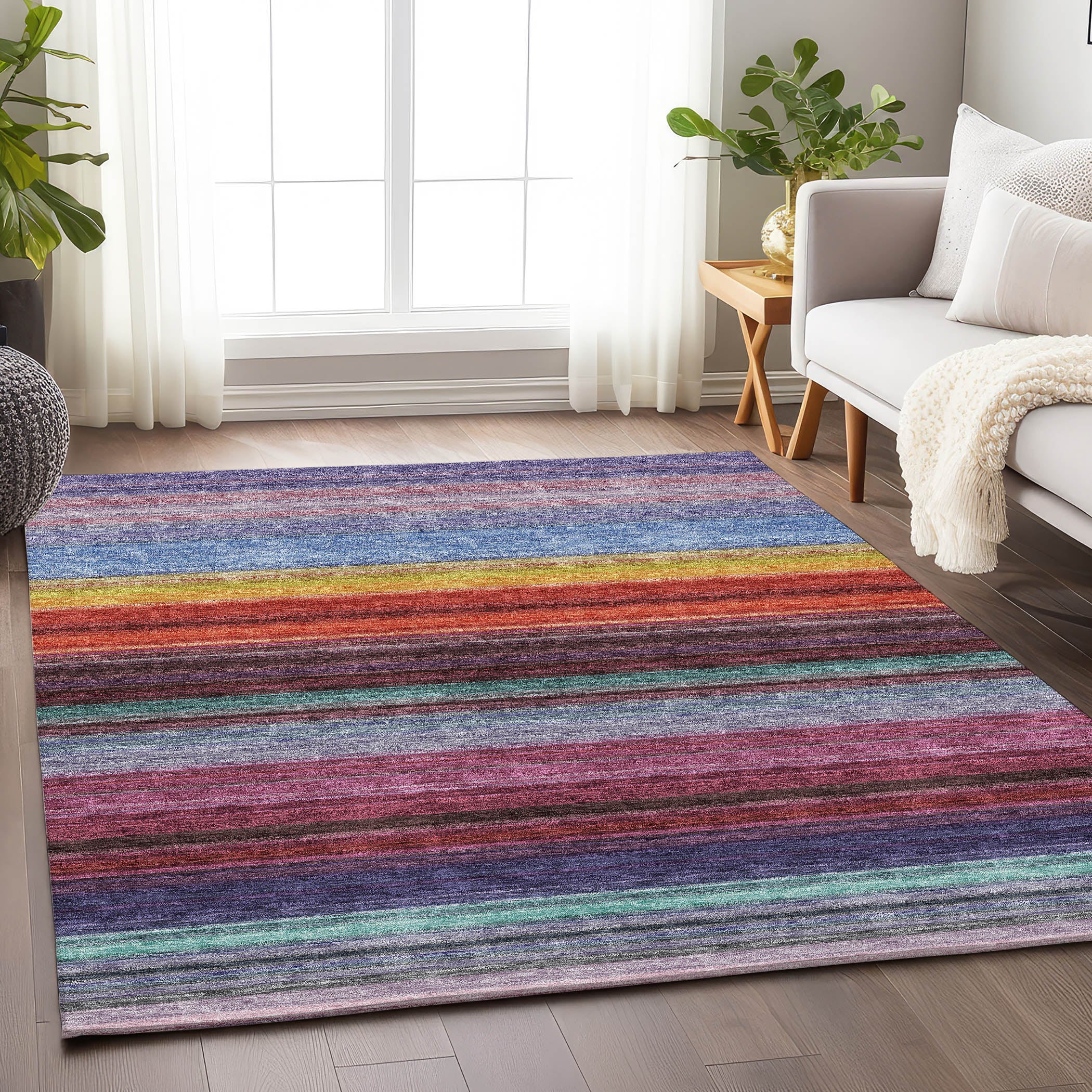 Santorini Machine Washable Transitional Lavender Purple Rug 2'6" x 3'10" #shape_Rectangle