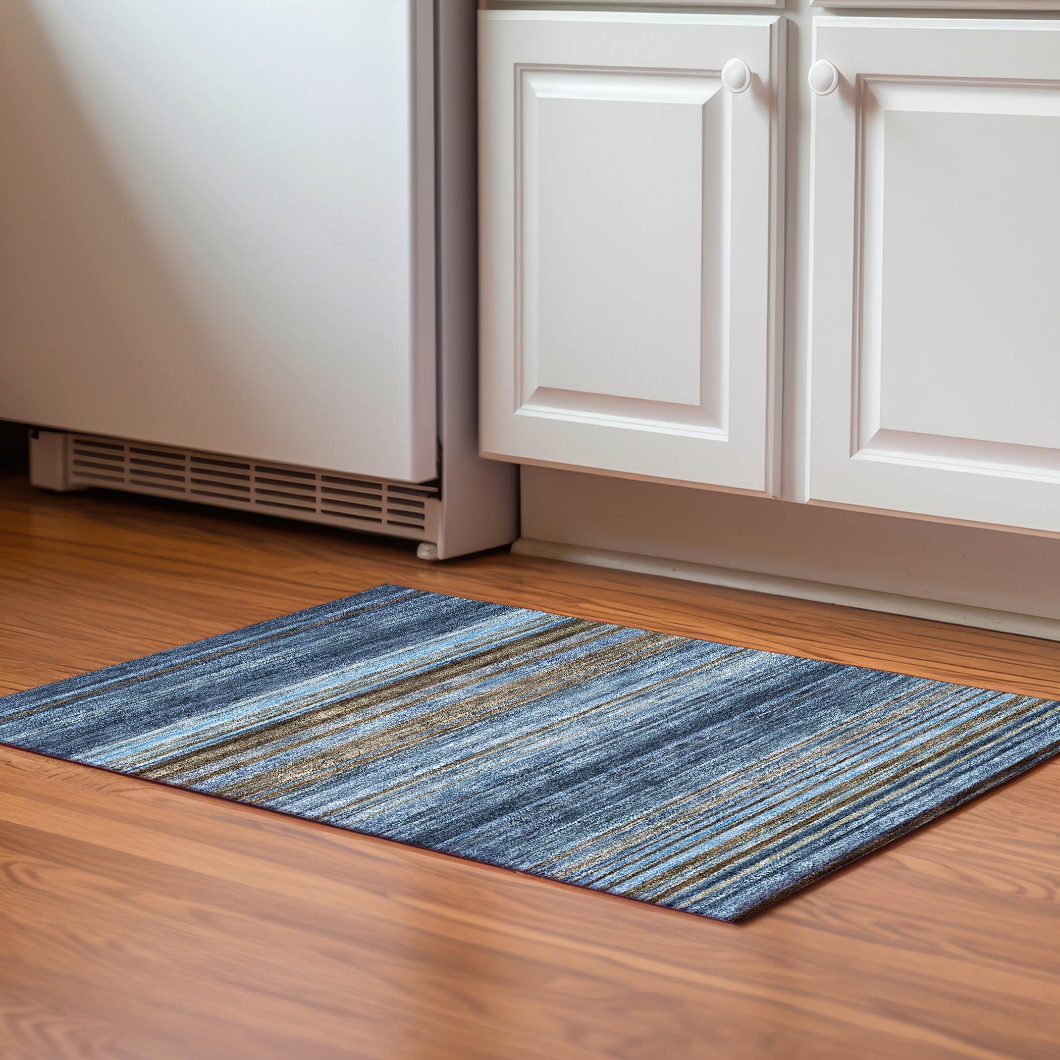 Santorini Machine Washable Transitional Navy Blue Rug 1'8" x 2'6" #shape_Rectangle