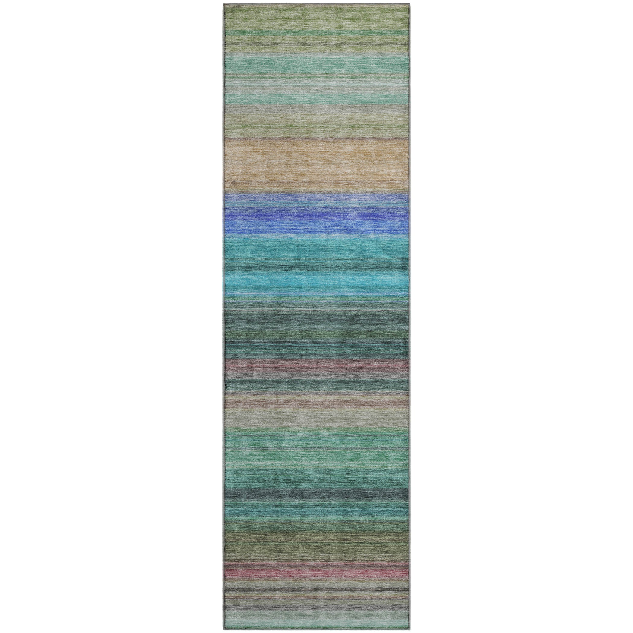 Santorini Machine Washable Transitional Sage Green Rug 2'3" x 7'6" #shape_Runner