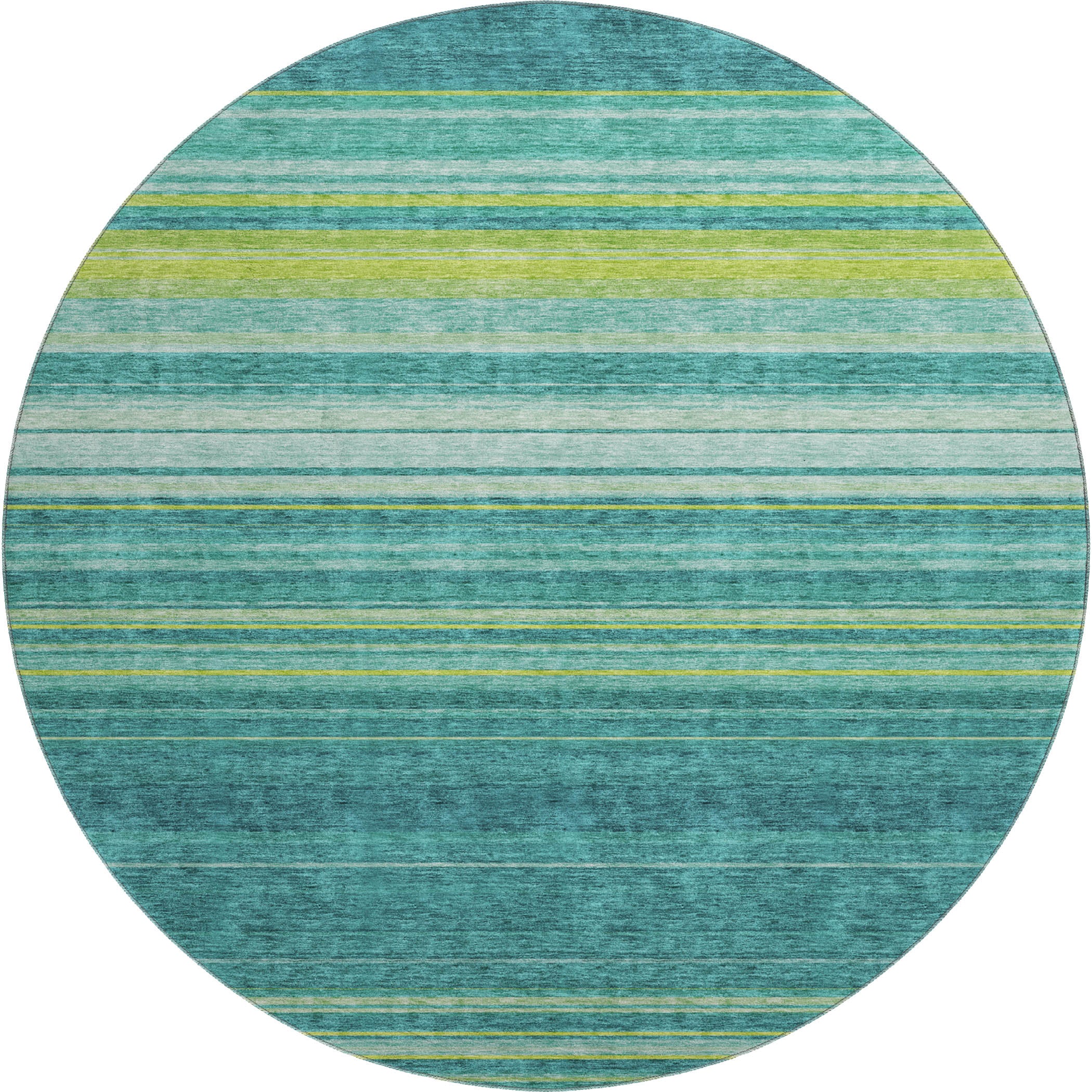 Santorini Machine Washable Transitional Teal Rug 8' x 8' #shape_Round