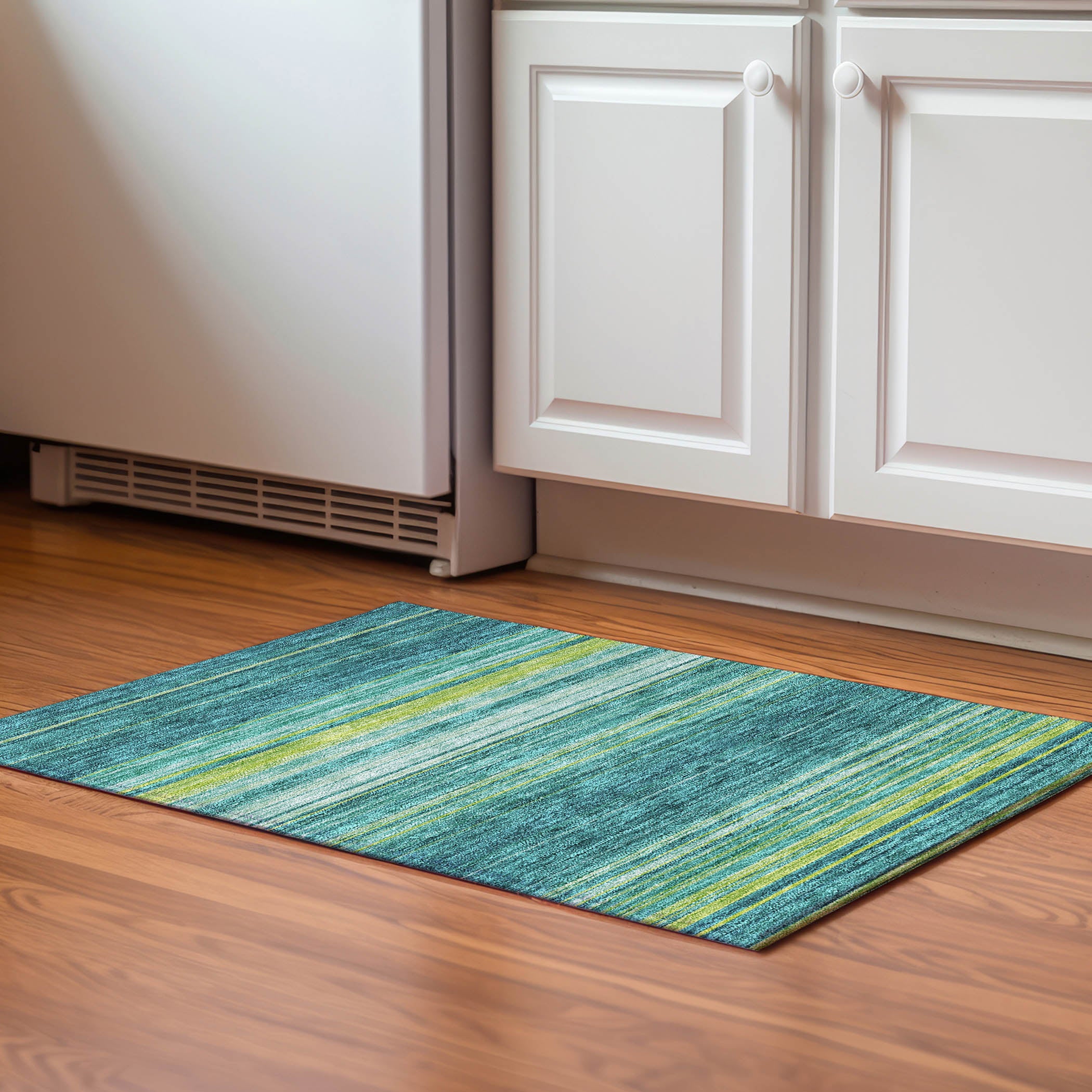 Santorini Machine Washable Transitional Teal Rug 1'8" x 2'6" #shape_Rectangle