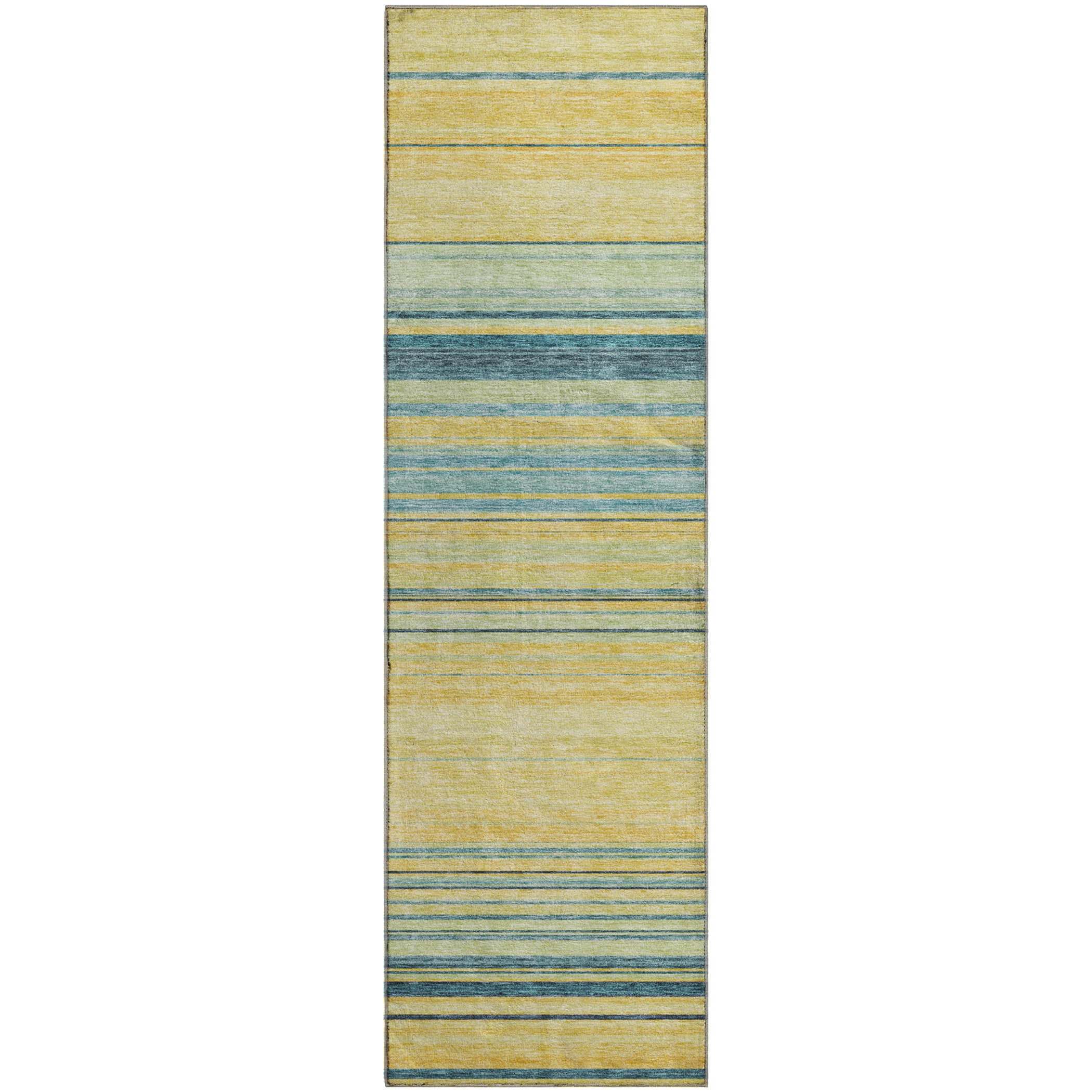 Santorini Machine Washable Transitional Yellow Gold Rug 2'3" x 7'6" #shape_Runner