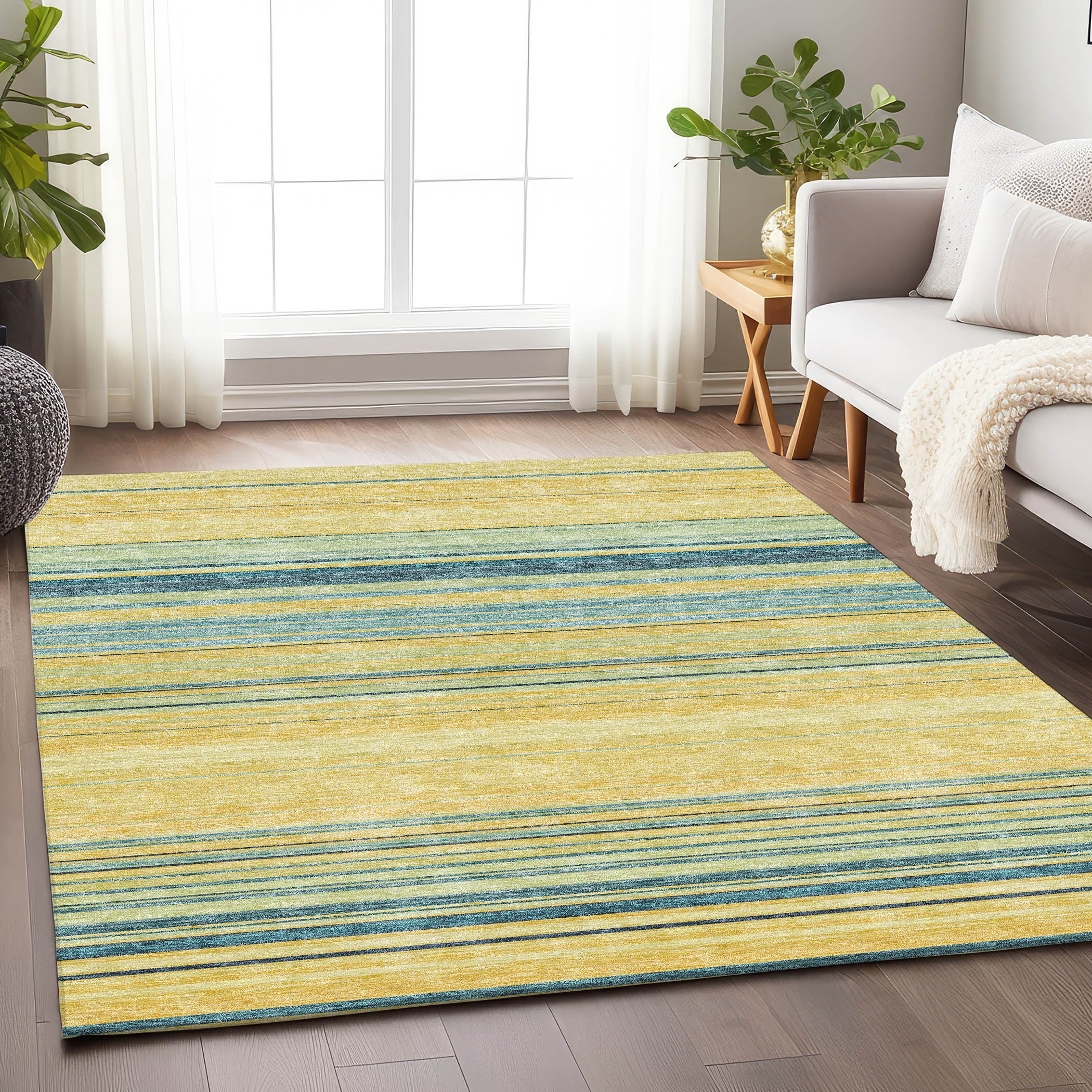 Santorini Machine Washable Transitional Yellow Gold Rug 2'6" x 3'10" #shape_Rectangle