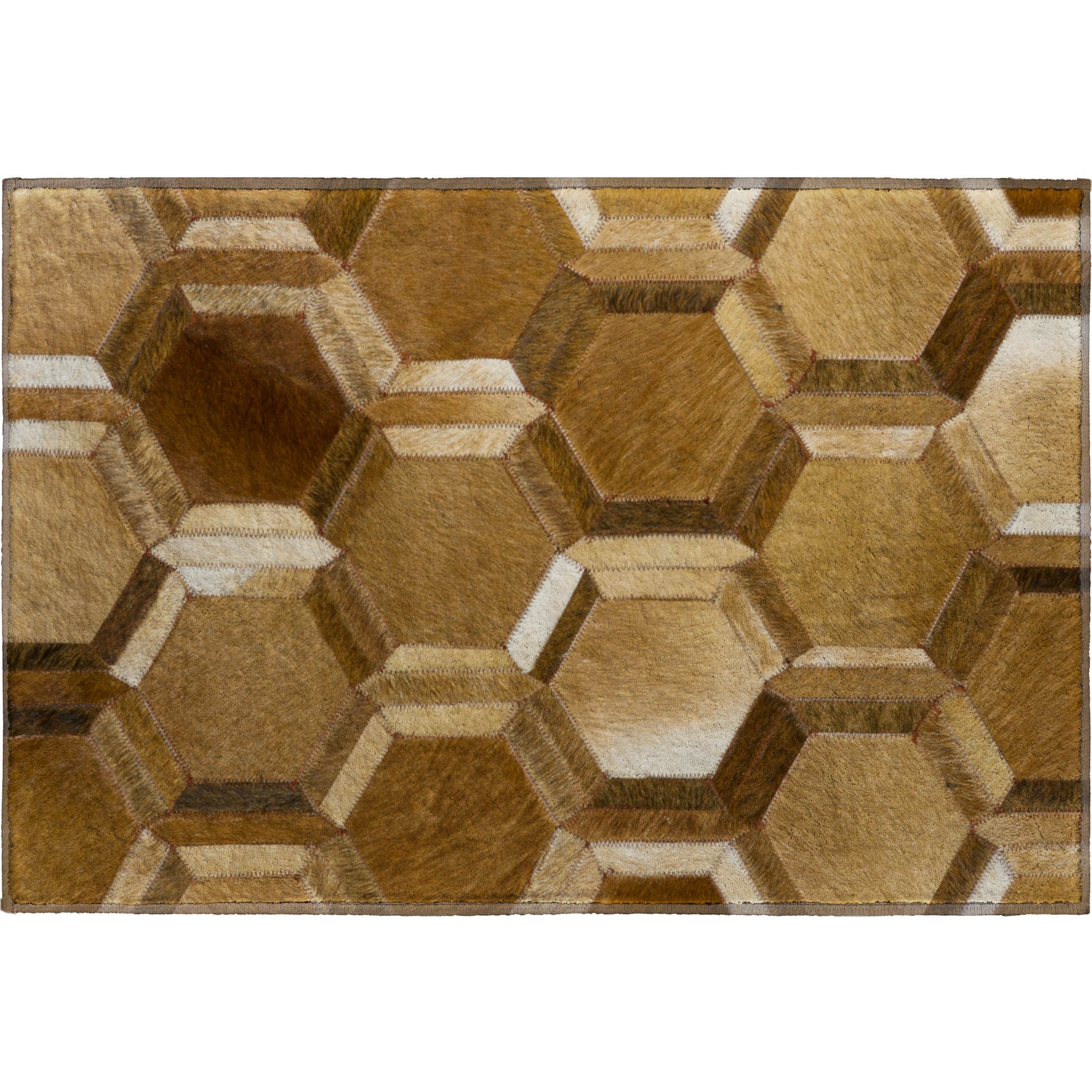 Oaxaca Machine Washable Cowhide Brown Browns Rug 1'8" x 2'6" #shape_Rectangle