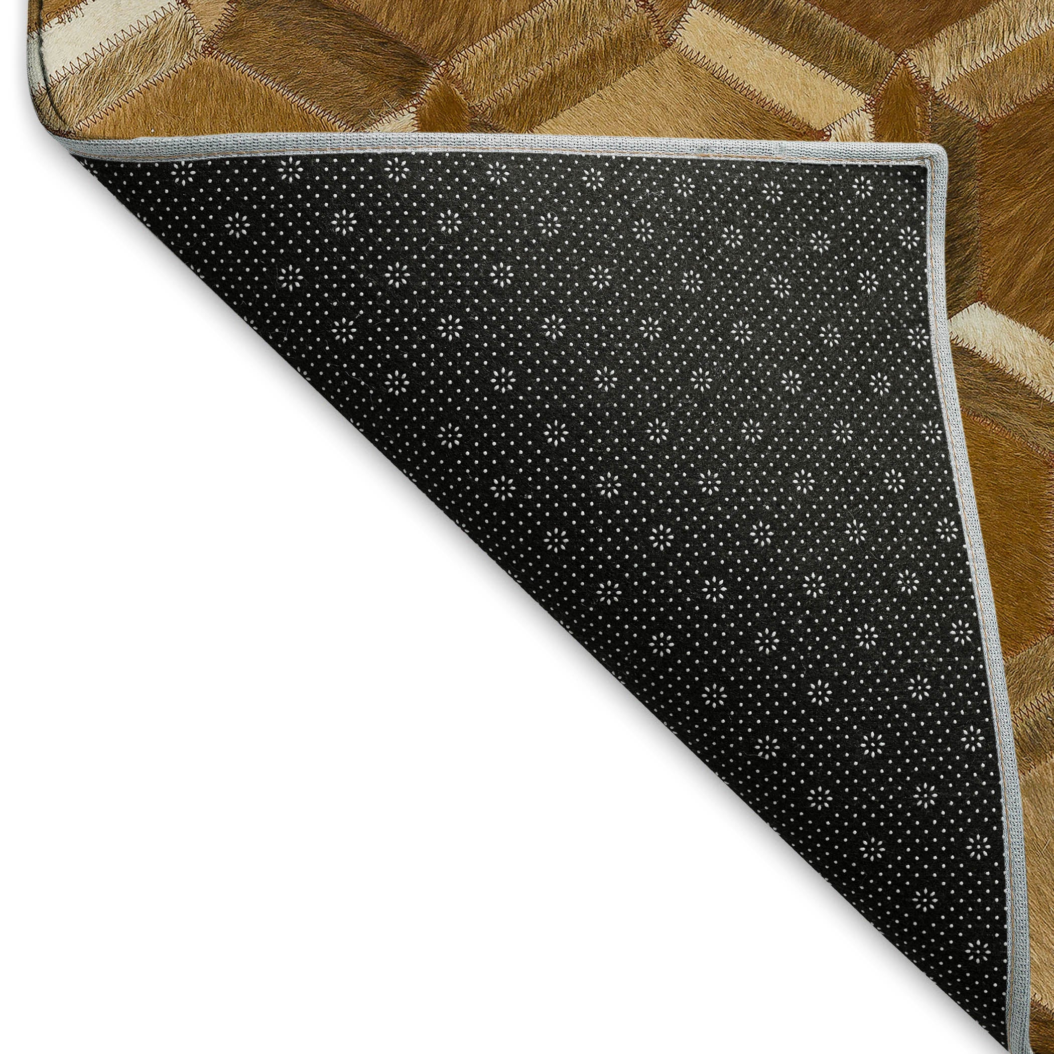 Oaxaca Machine Washable Cowhide Brown Browns Rug 1'8" x 2'6" #shape_Rectangle