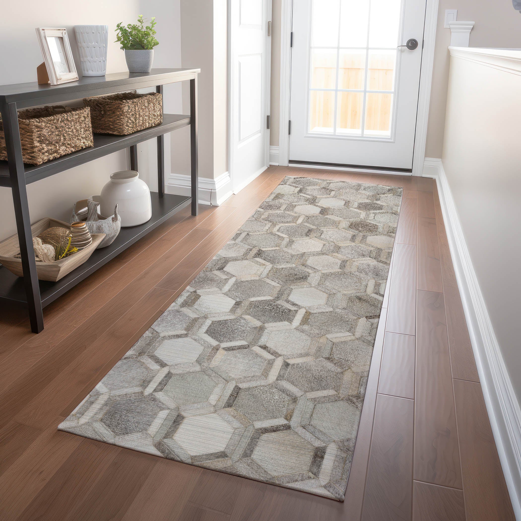 Oaxaca Machine Washable Cowhide Gray Rug 2'3" x 7'6" #shape_Runner