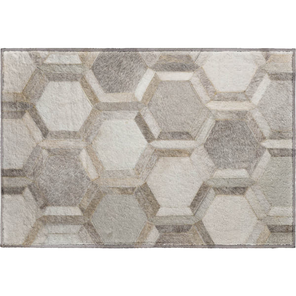 Oaxaca Machine Washable Cowhide Gray Rug 1'8" x 2'6"