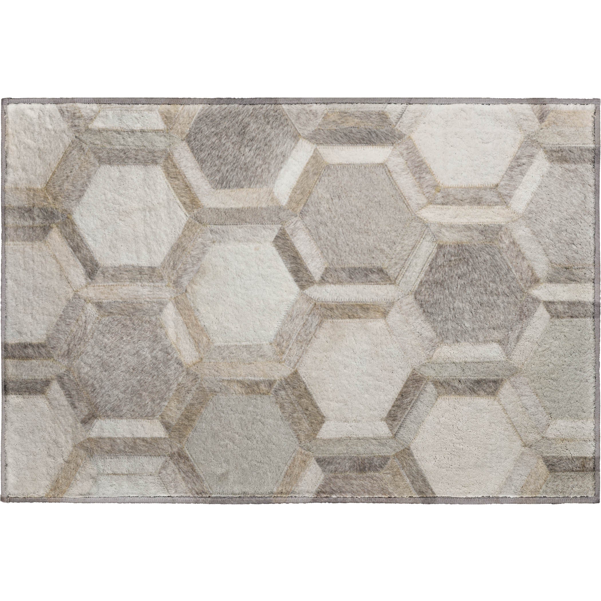 Oaxaca Machine Washable Cowhide Gray Rug 1'8" x 2'6" #shape_Rectangle