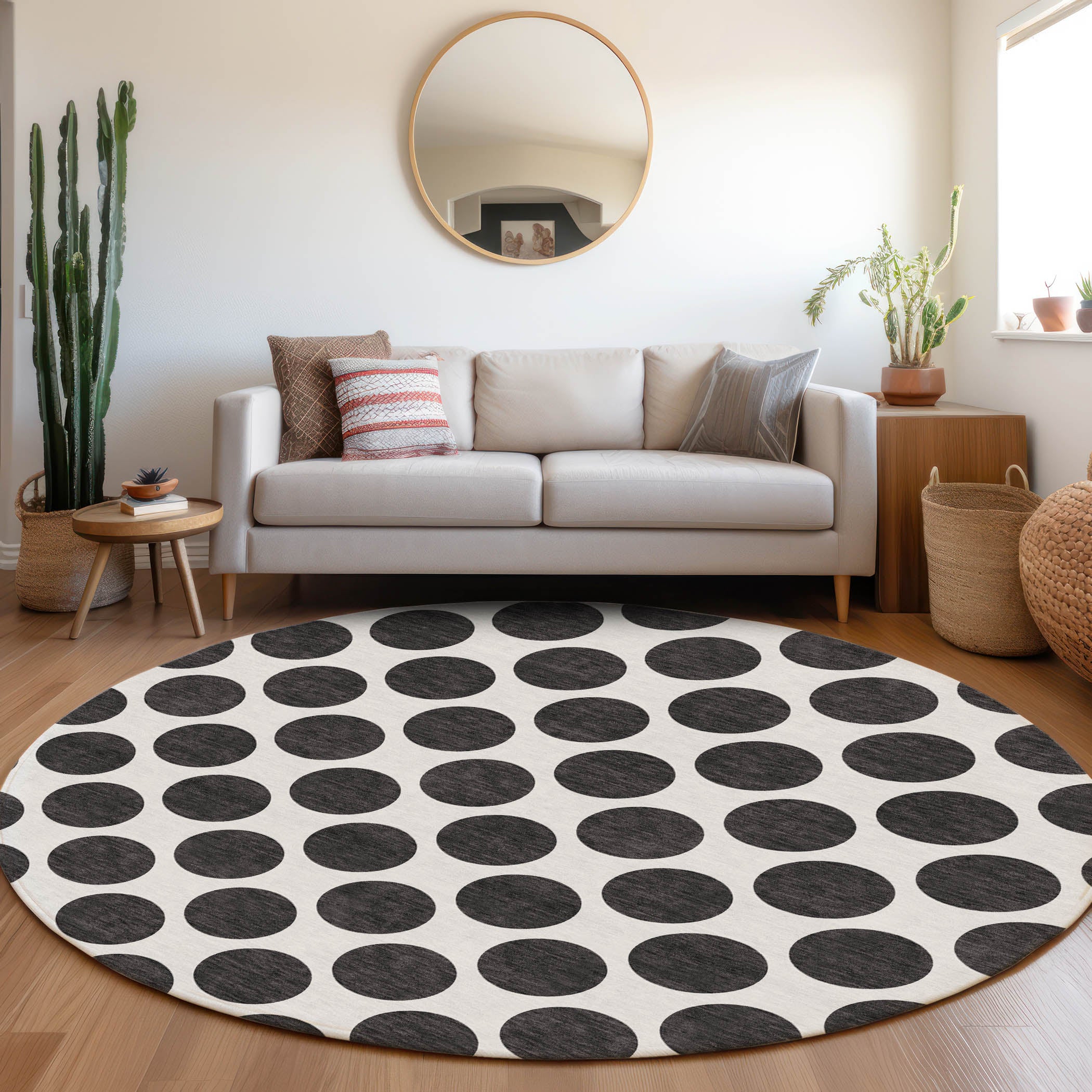 Jaipur Machine Washable Transitional Black Rug 8' x 8' #shape_Round