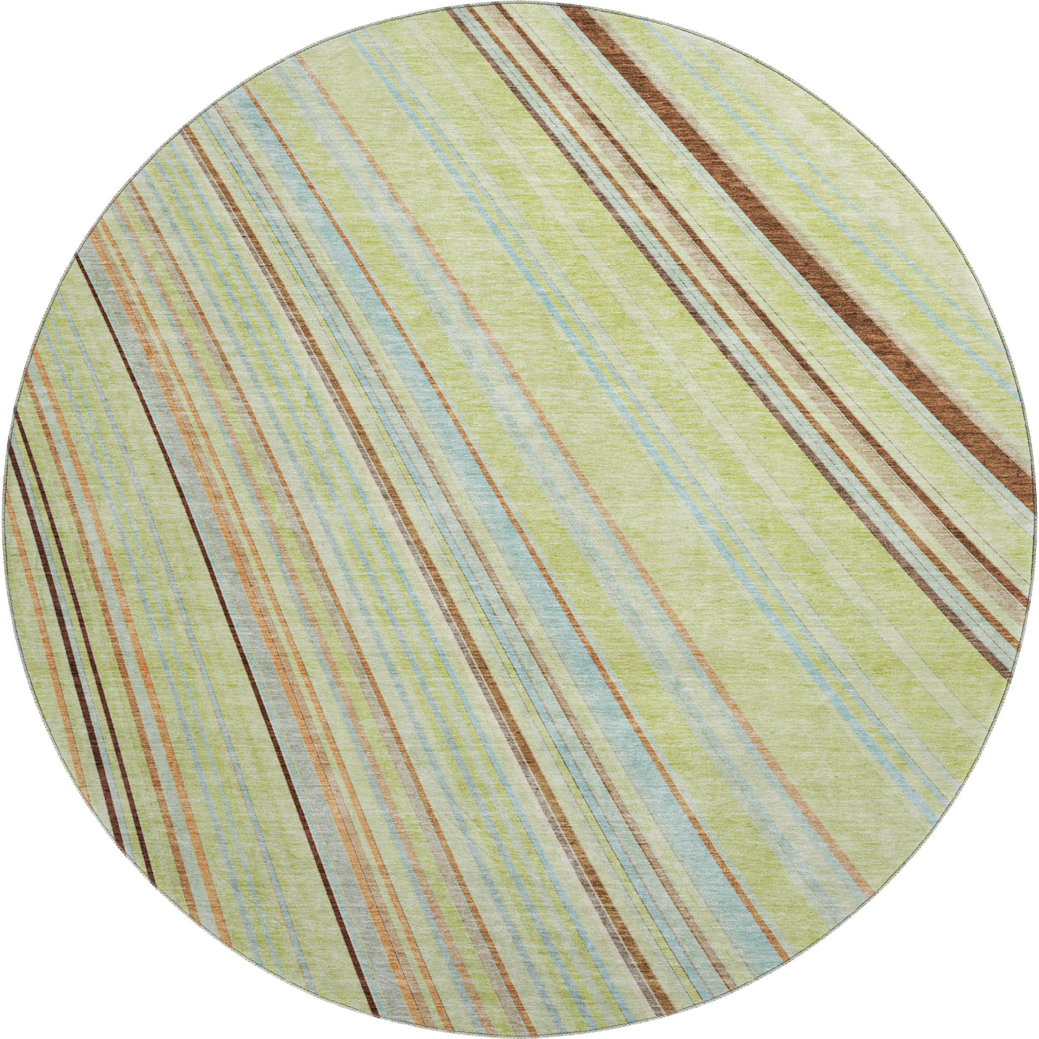 Chiang Mai Machine Washable Transitional Aloe Green Rug 8' x 8' #shape_Round